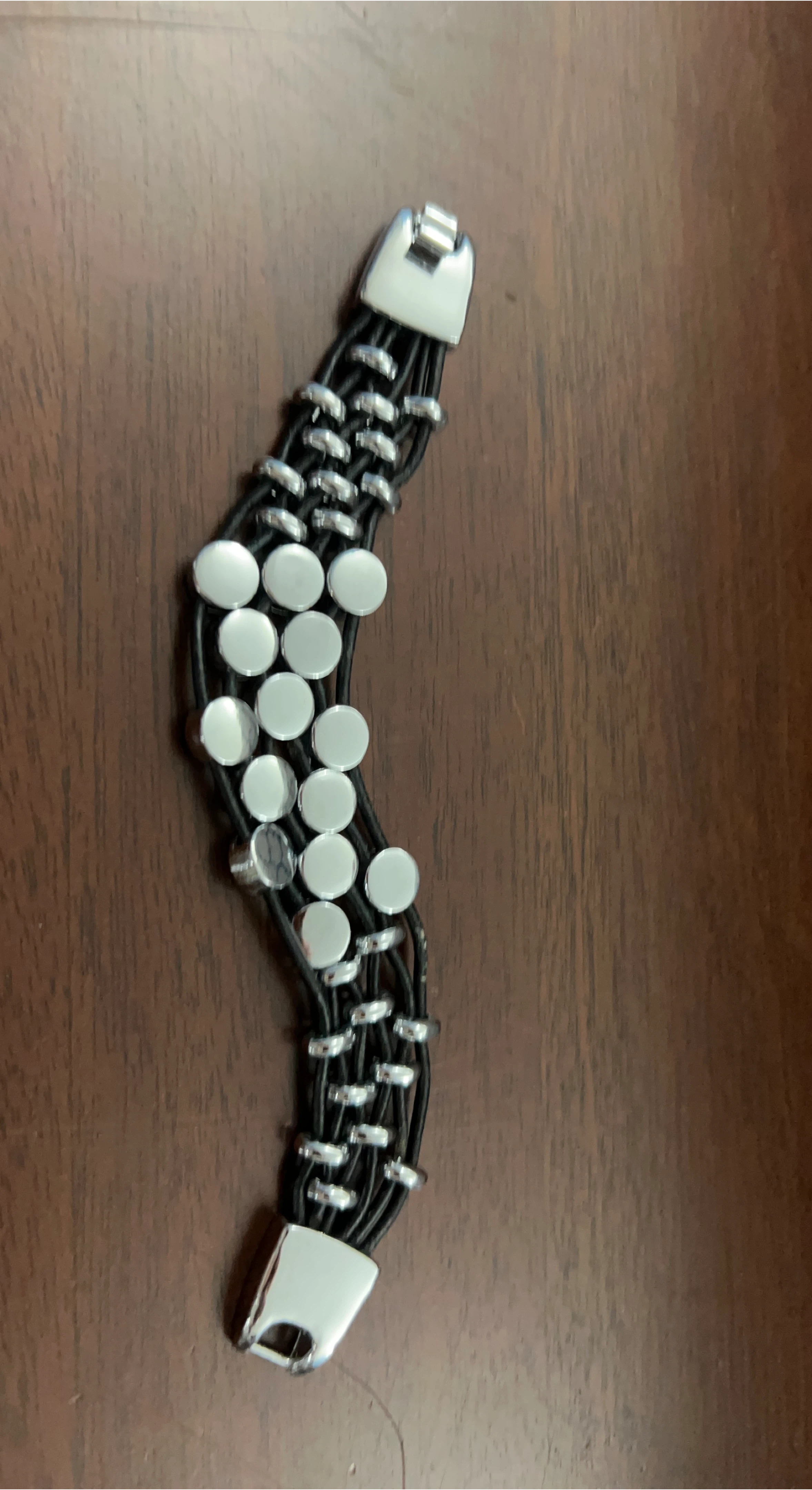 Black and Silver Tone Multi-Strand Bracelet