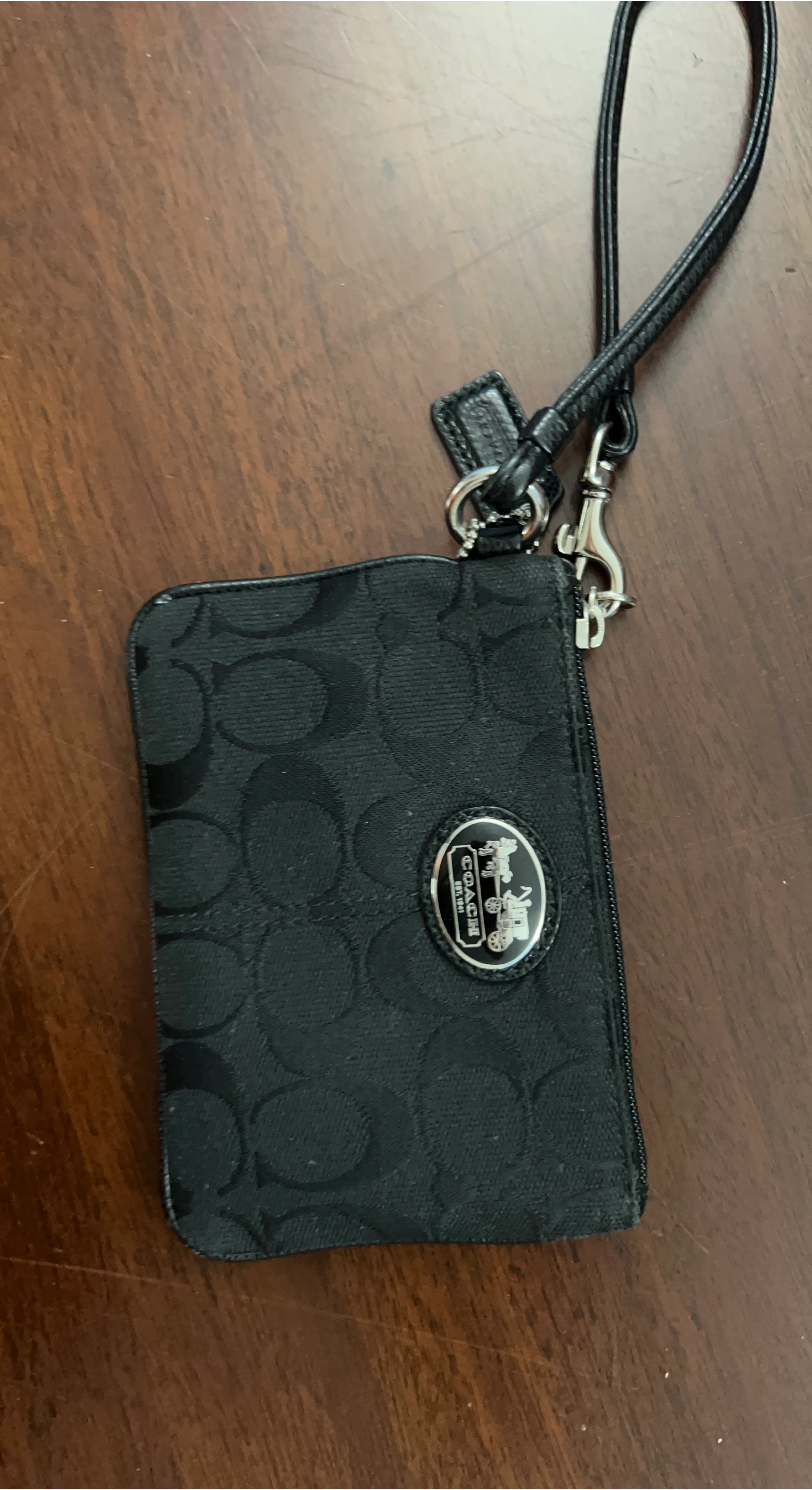 Coach Black Signature C Monogram Wristlet