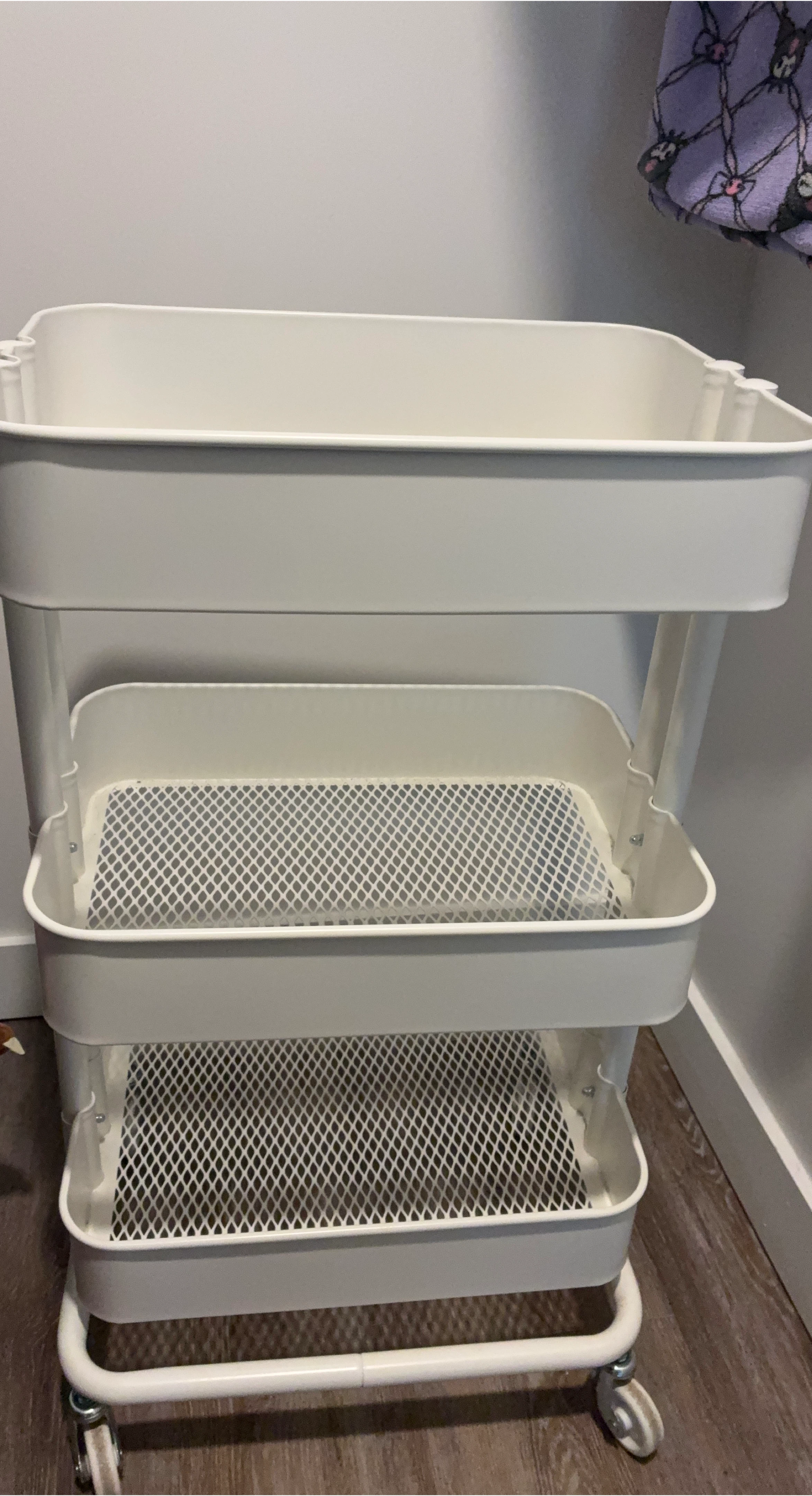 White 3-Tier Rolling Cart