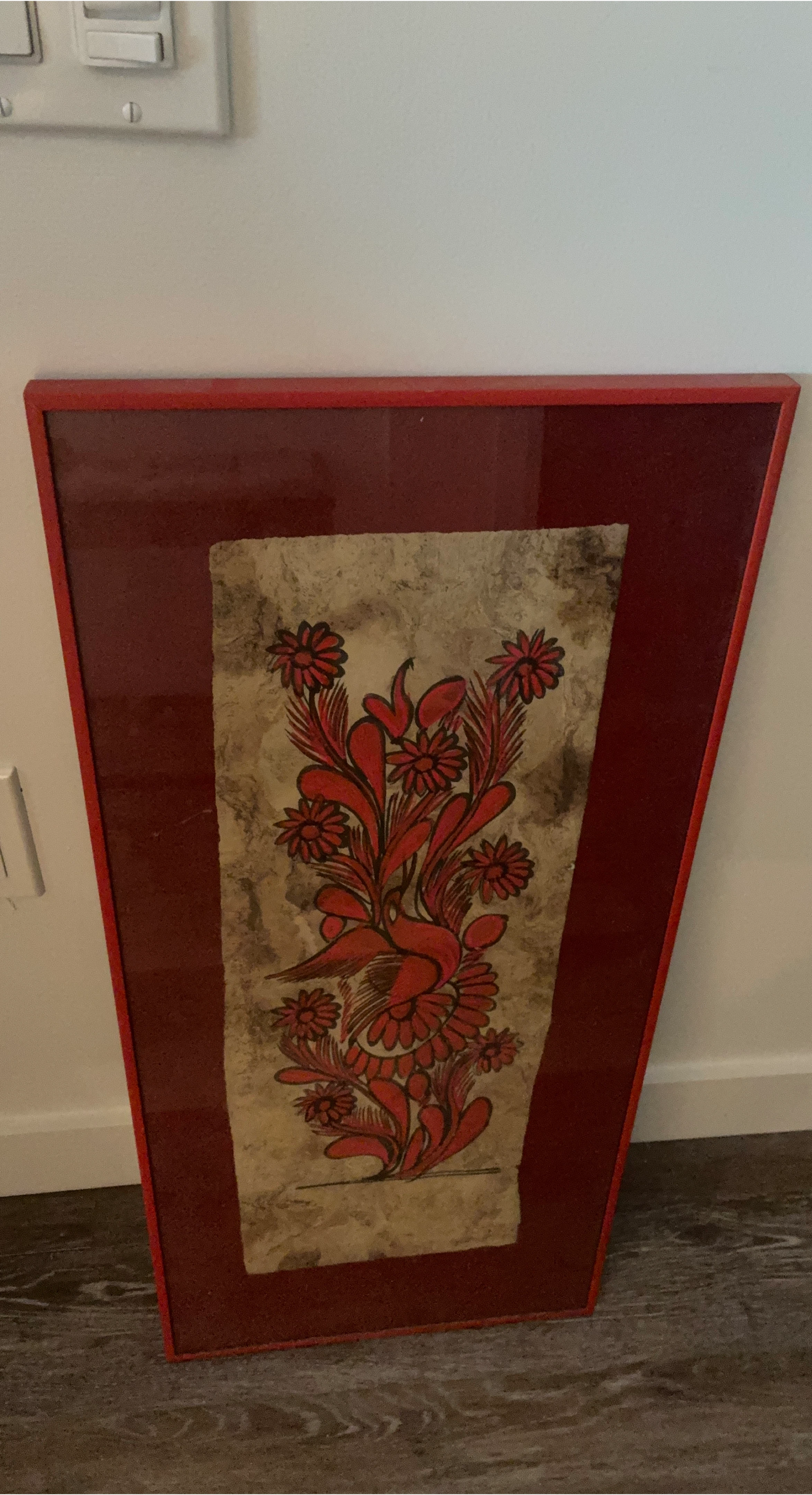 Framed Red Floral Artwork