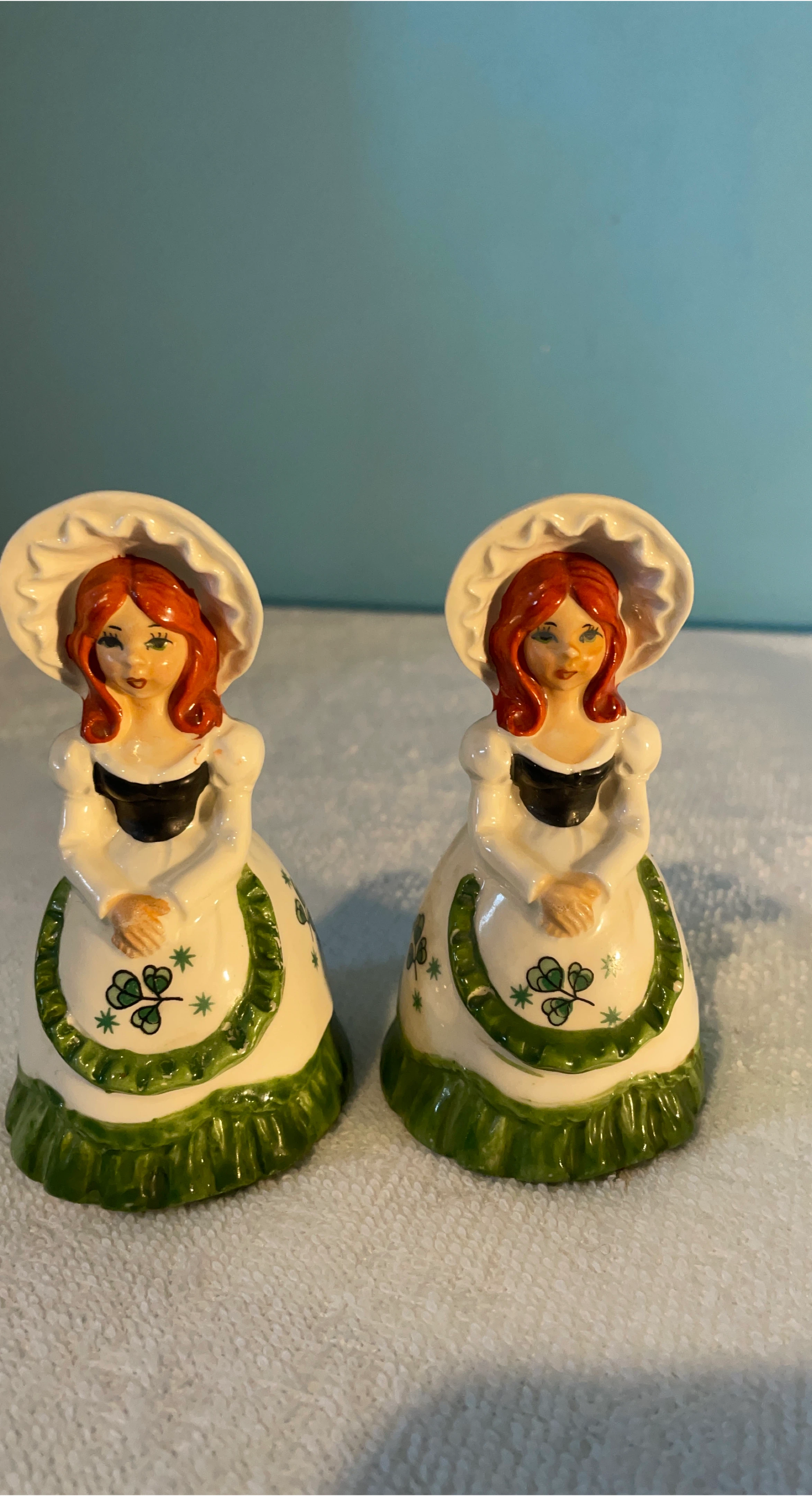 Vintage Ceramic Irish Girl Salt and Pepper Shakers