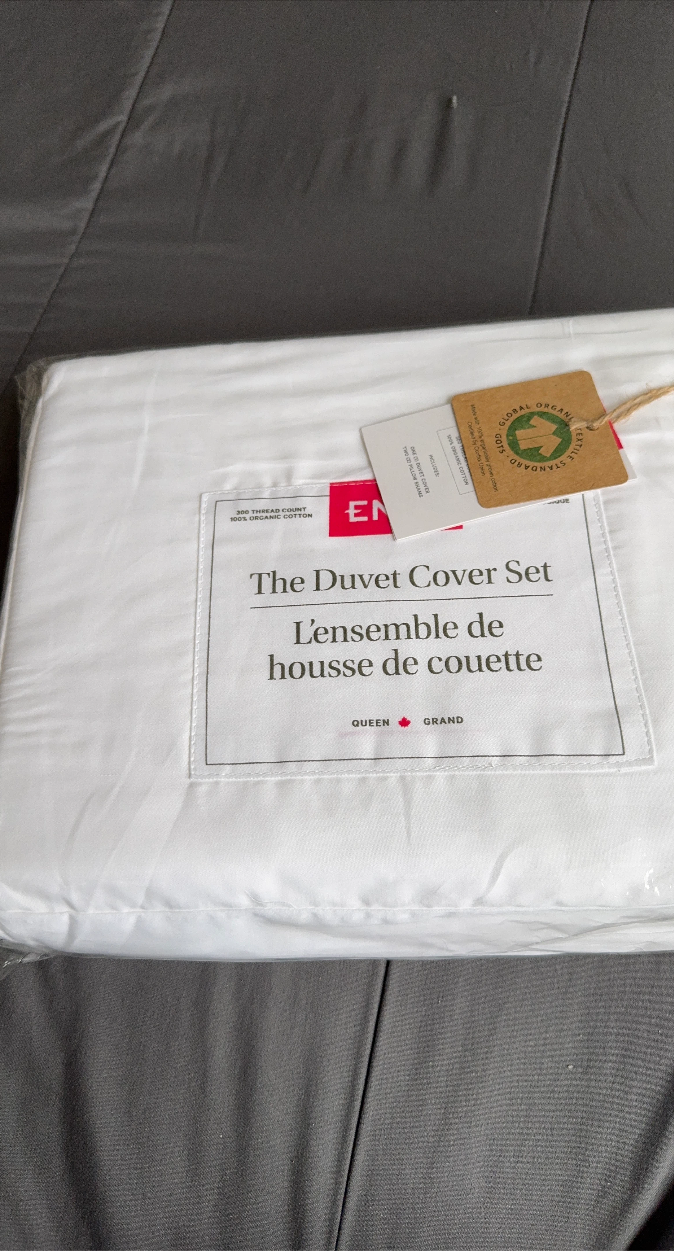 Queen 300 Thread Count Organic Cotton Duvet Cover Set
