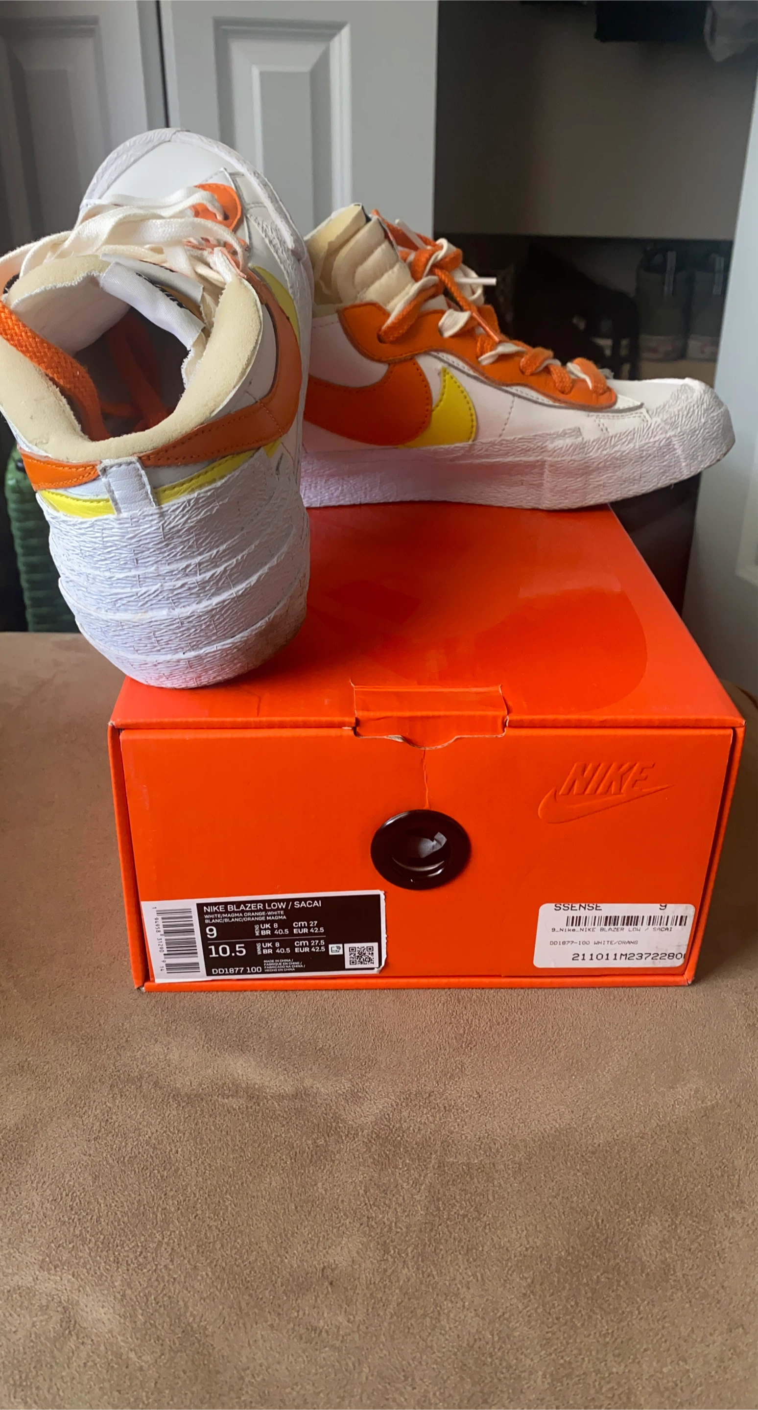 Nike Blazer Low x Sacai White/Magma Orange Shoes - photo 2