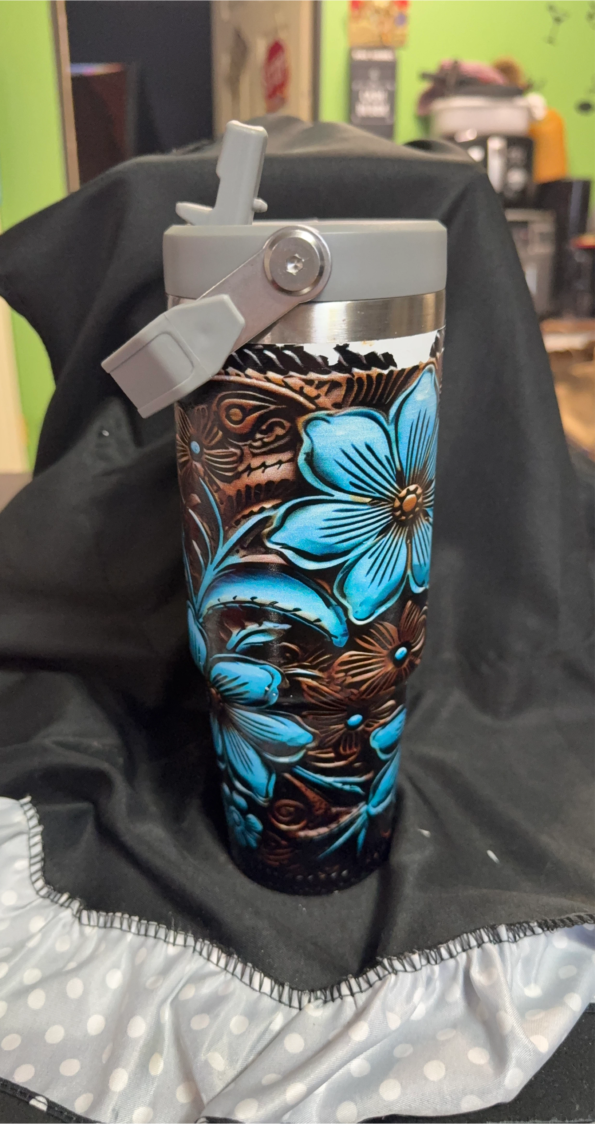Custom Tumbler with Floral Embossing