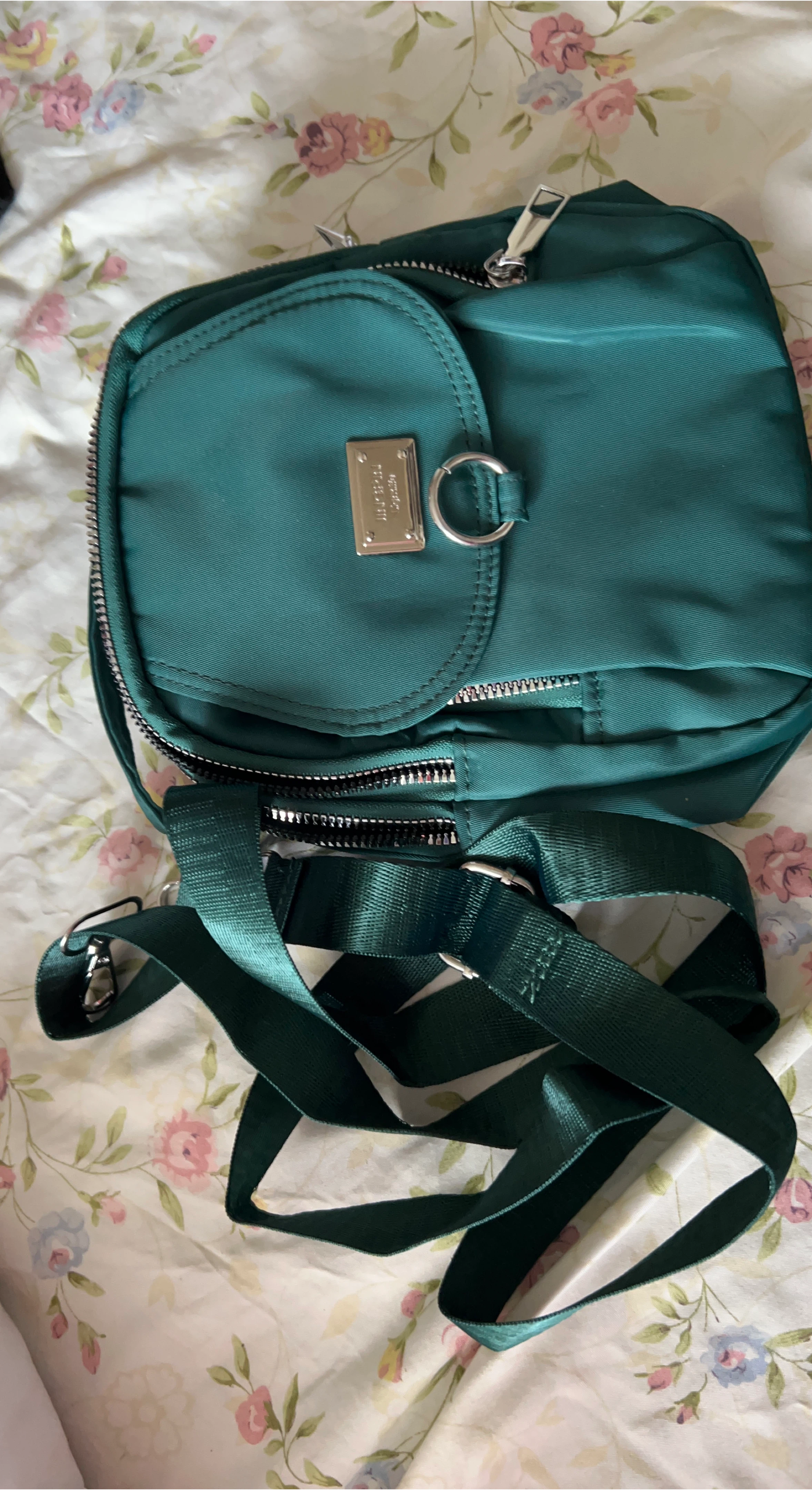 Teal Nylon Backpack Purse