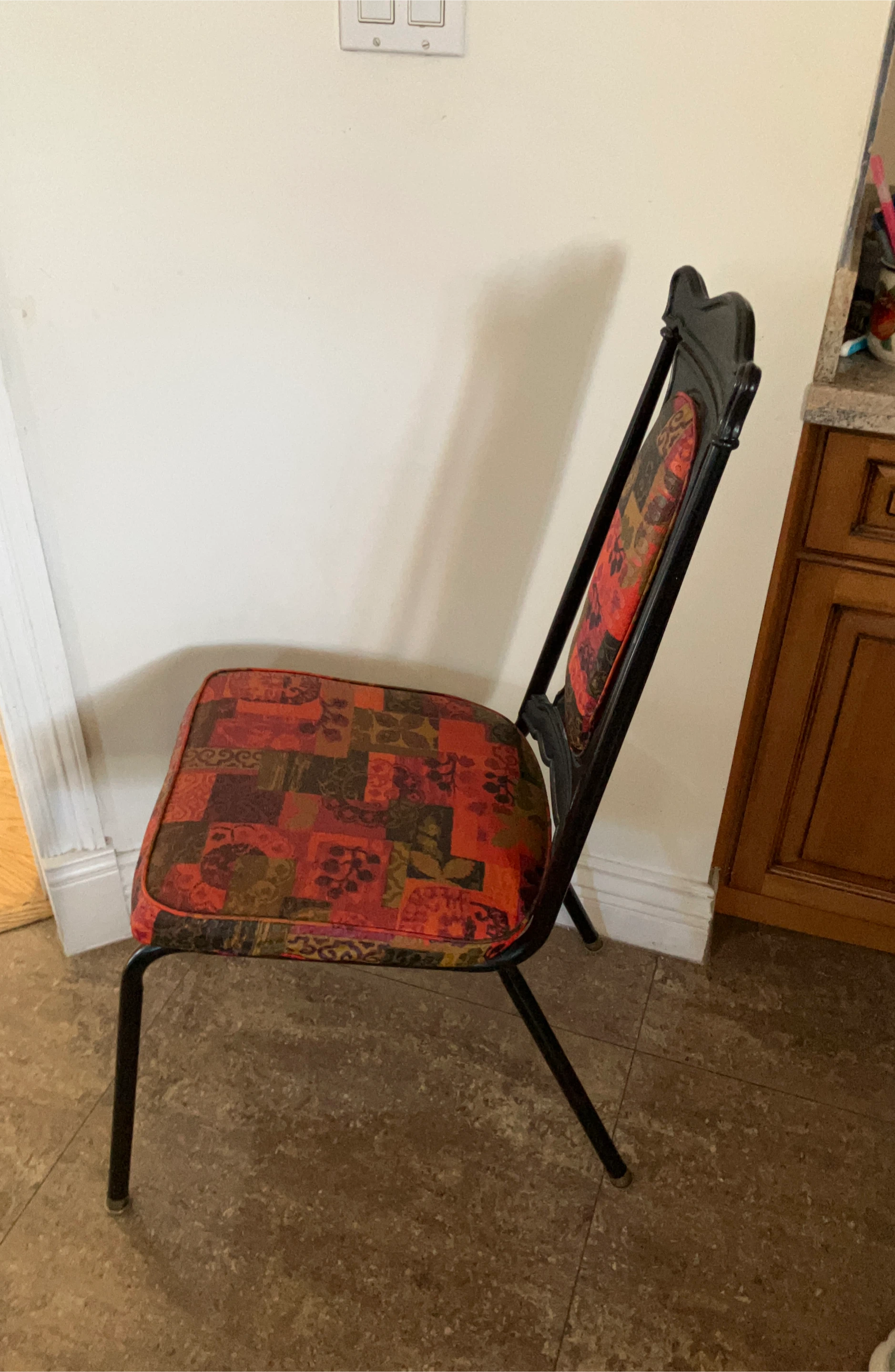 Vintage Upholstered Dining Chair with Retro Pattern