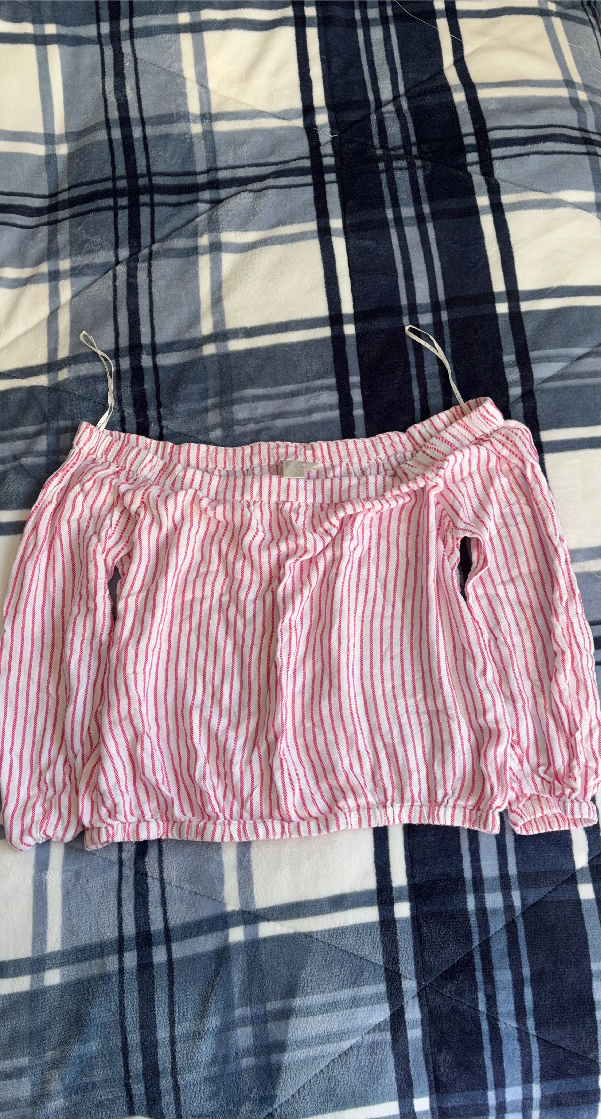 Twik Pink and White Striped Off-the-Shoulder Top