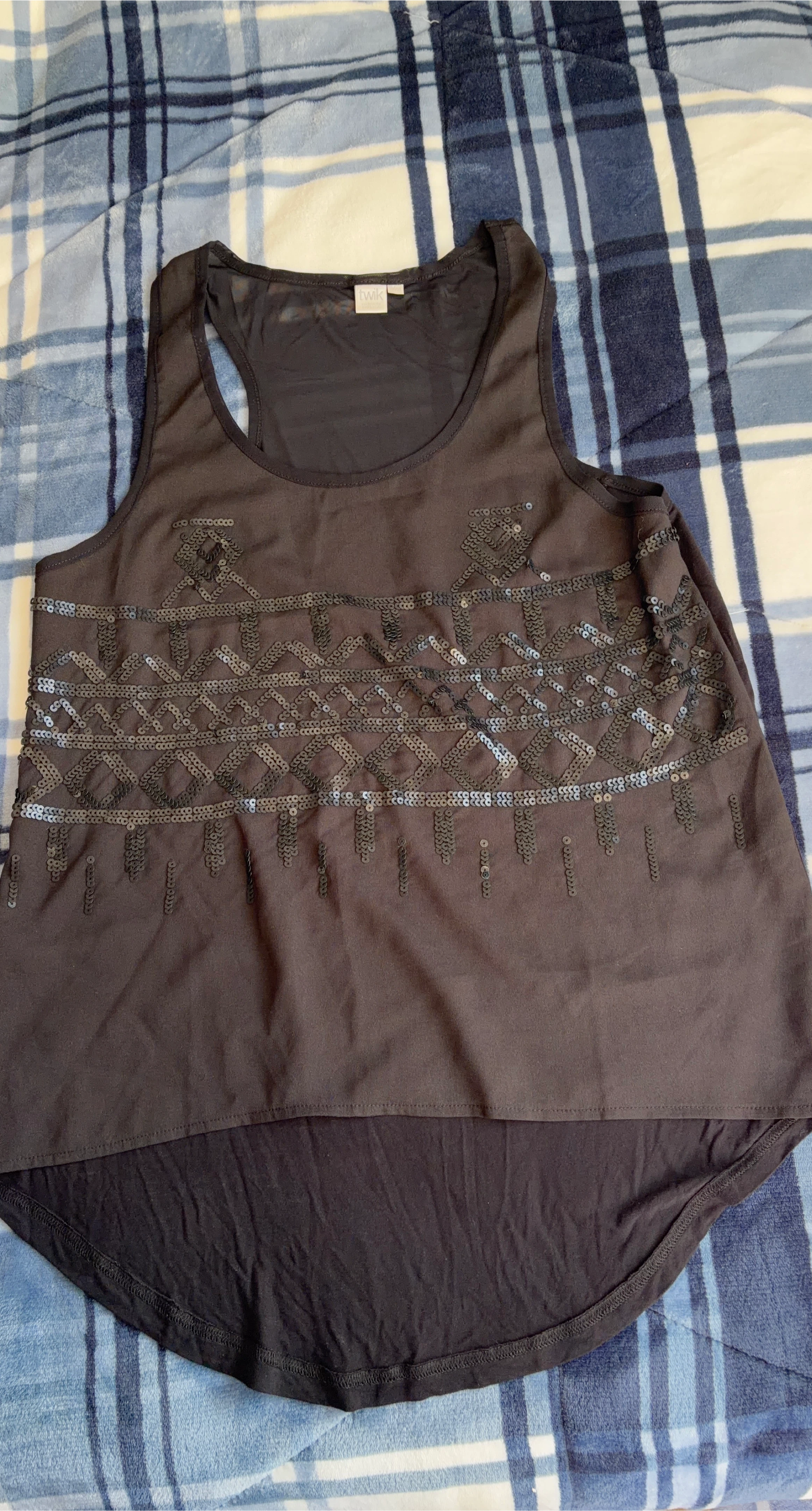 Twik Black Tank Top with Sequins size XL