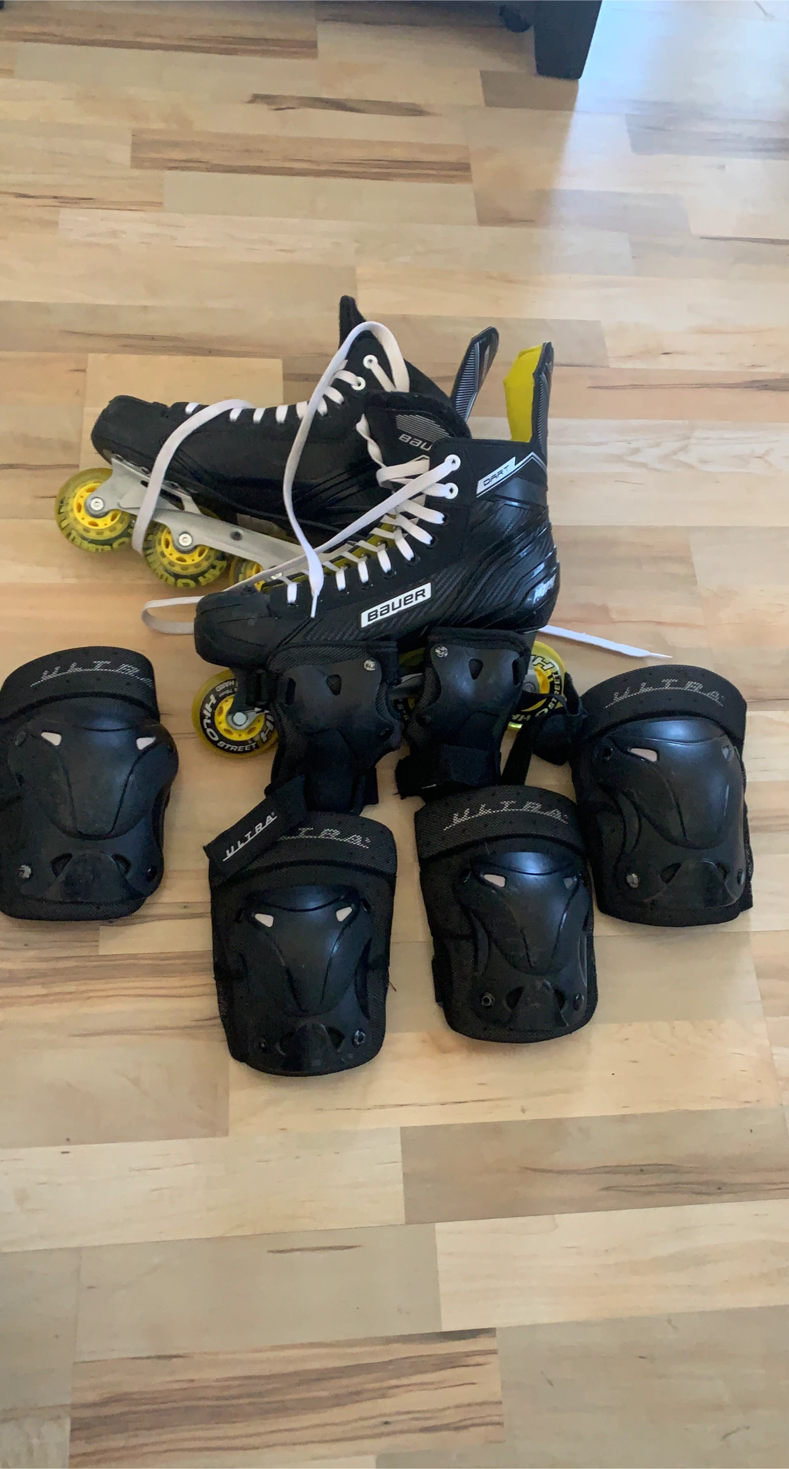 Bauer Inline Hockey Skates with Protective Gear