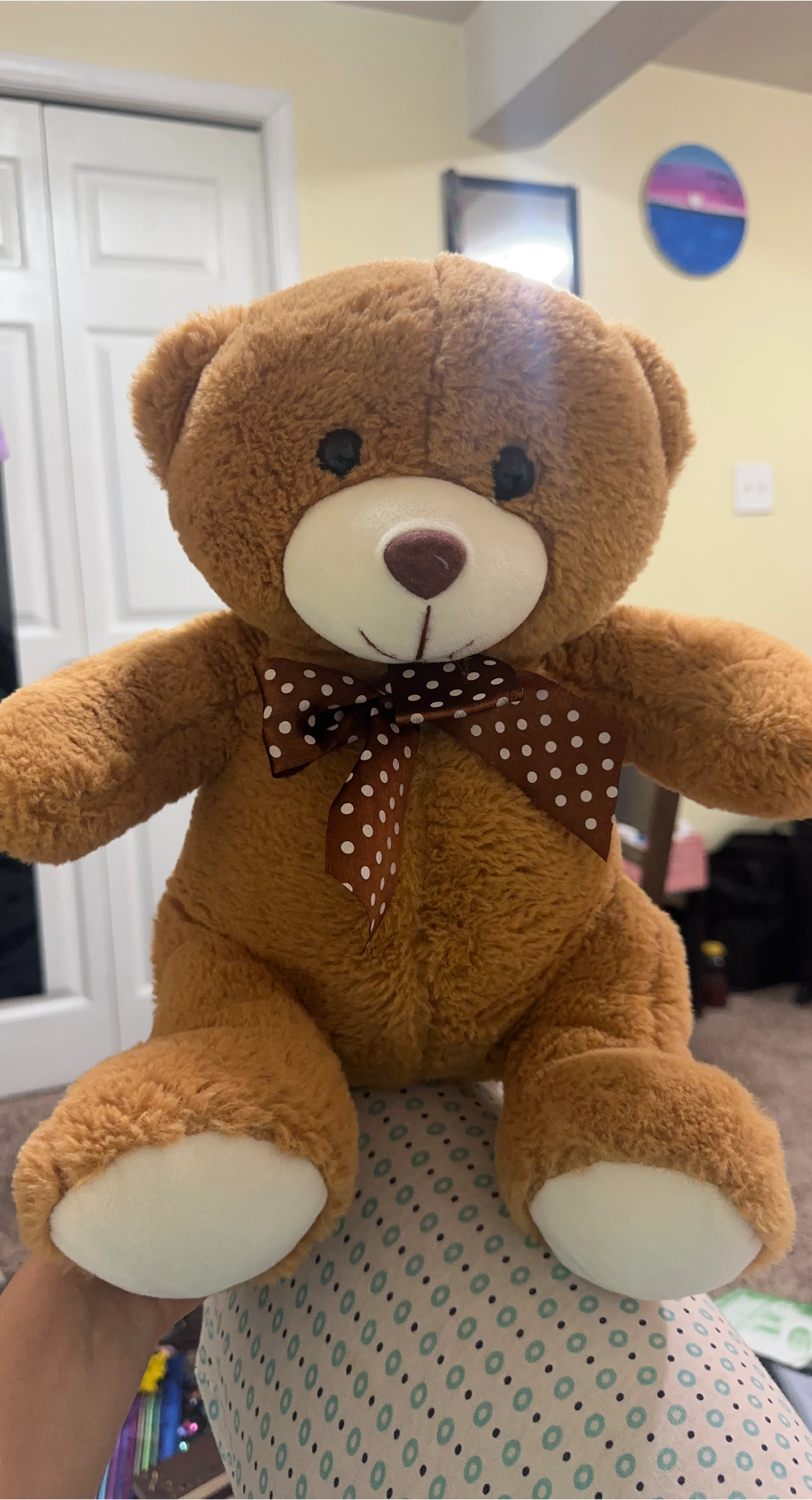 Brown Teddy Bear with Polka Dot Bow