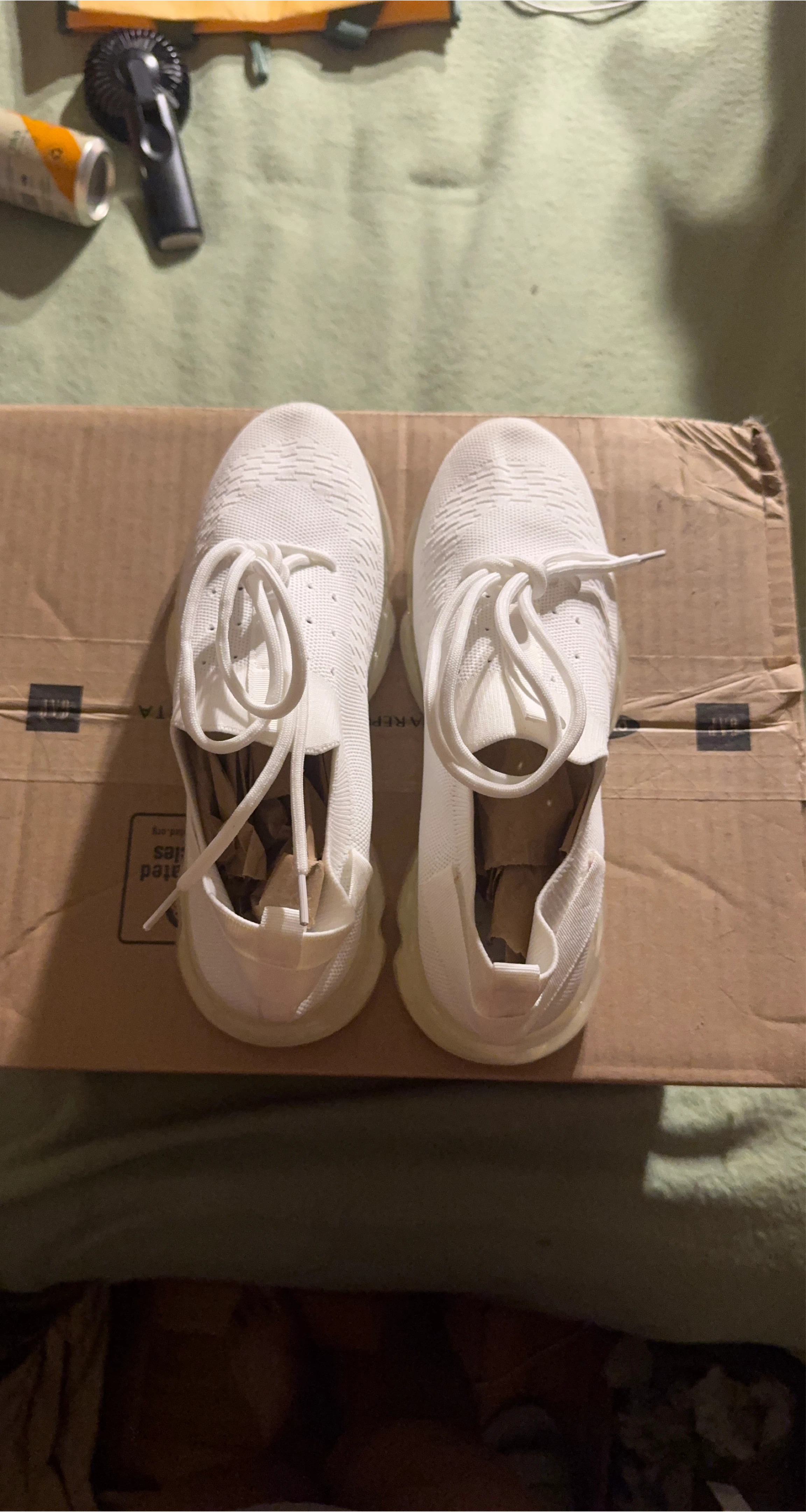 Temu White knit slip on sneakers
