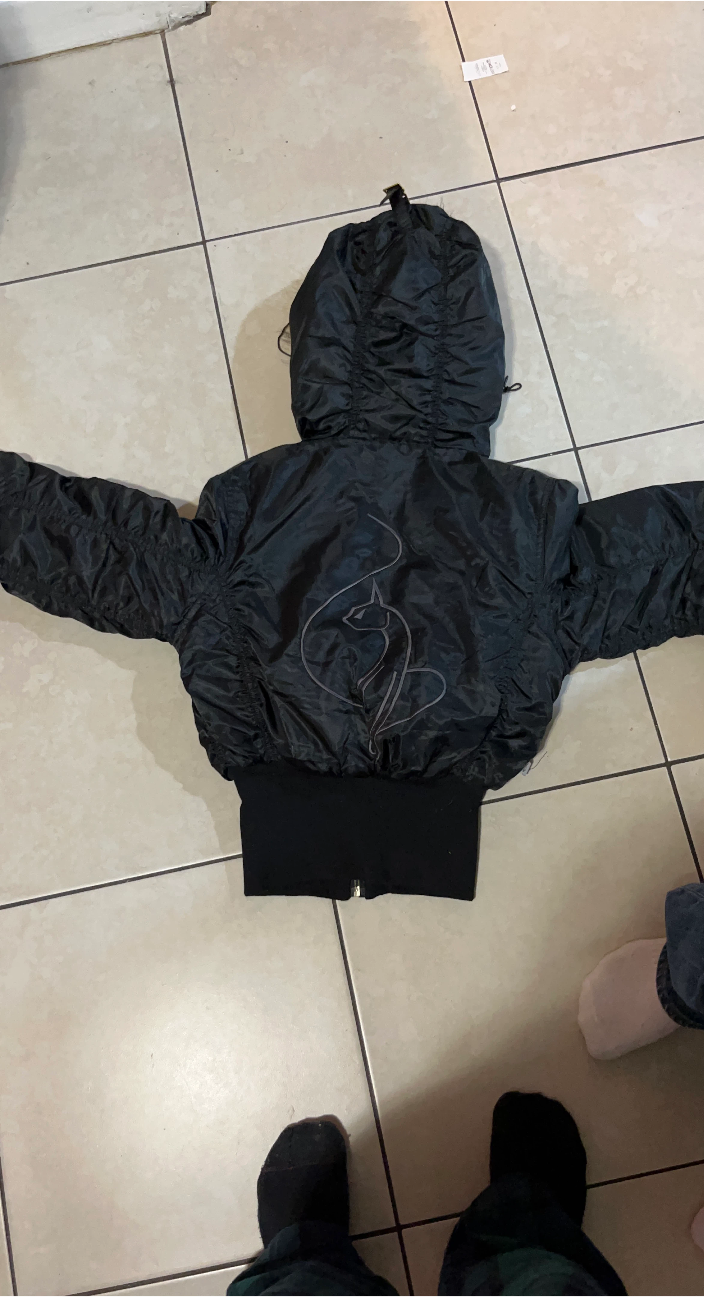 Black "BABY PHAT" Bomber Jacket with Fur Hood