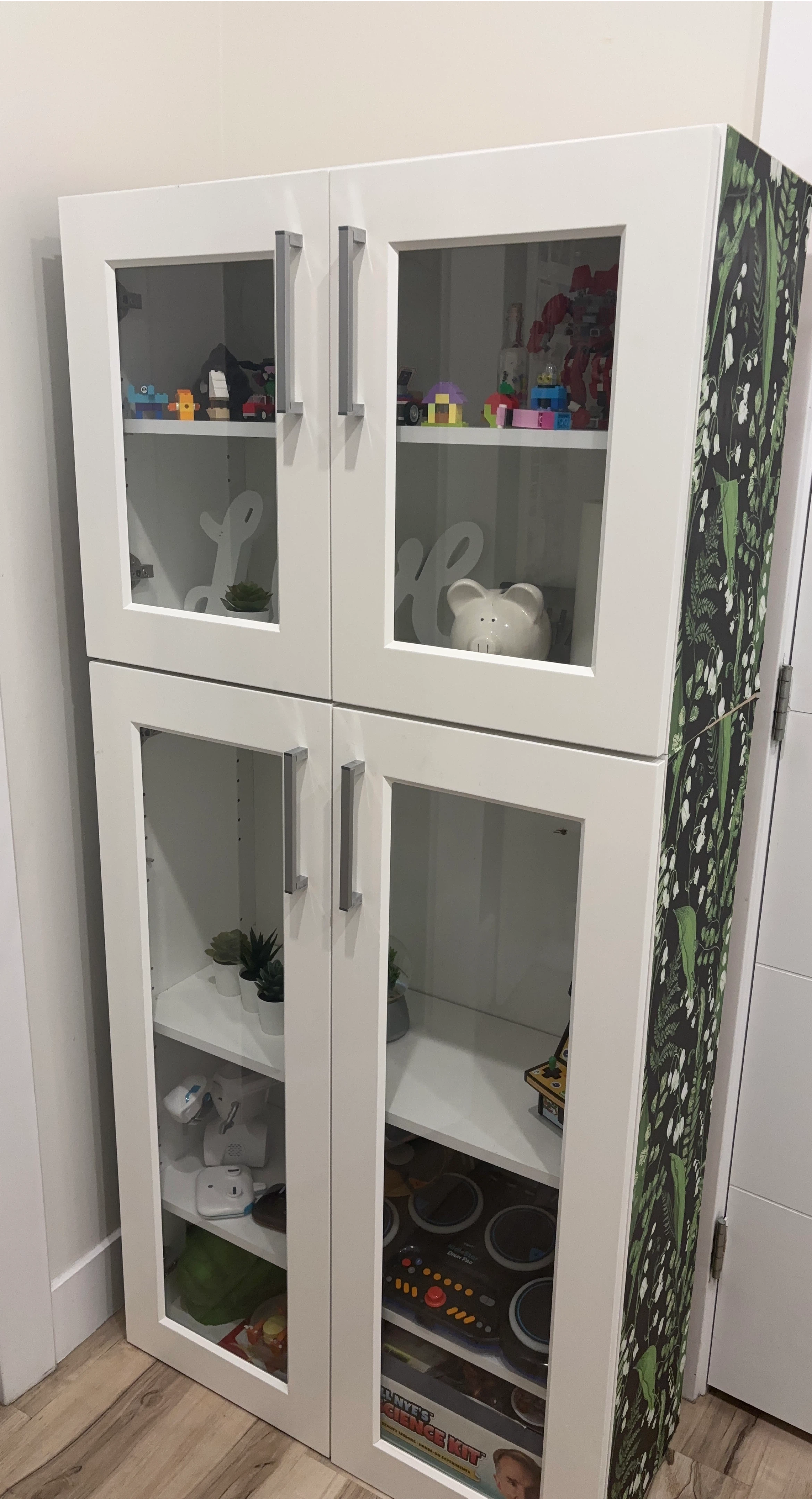 White Display Cabinet with Glass Doors