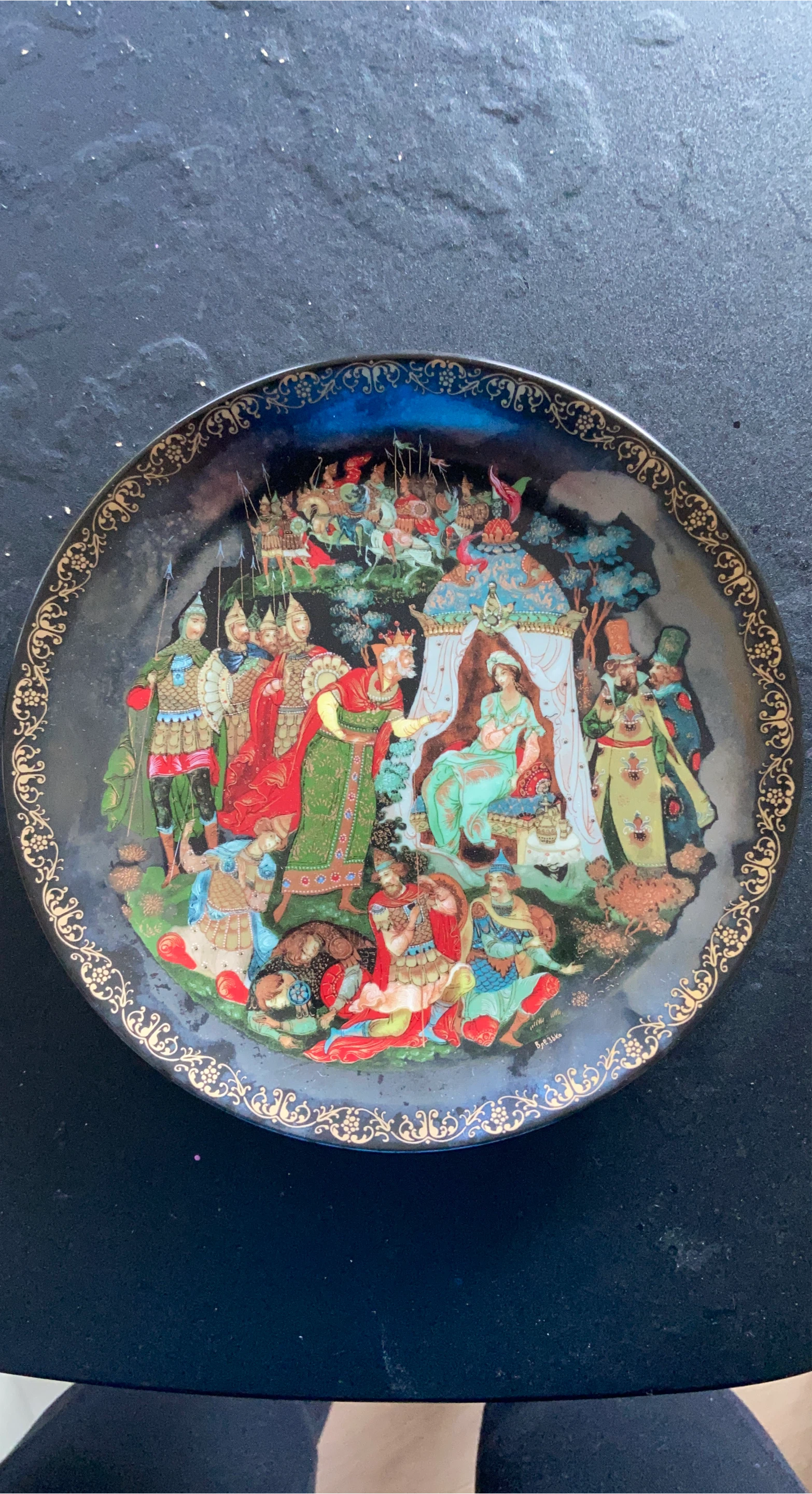 Decorative Painted Plate with Royal Scene