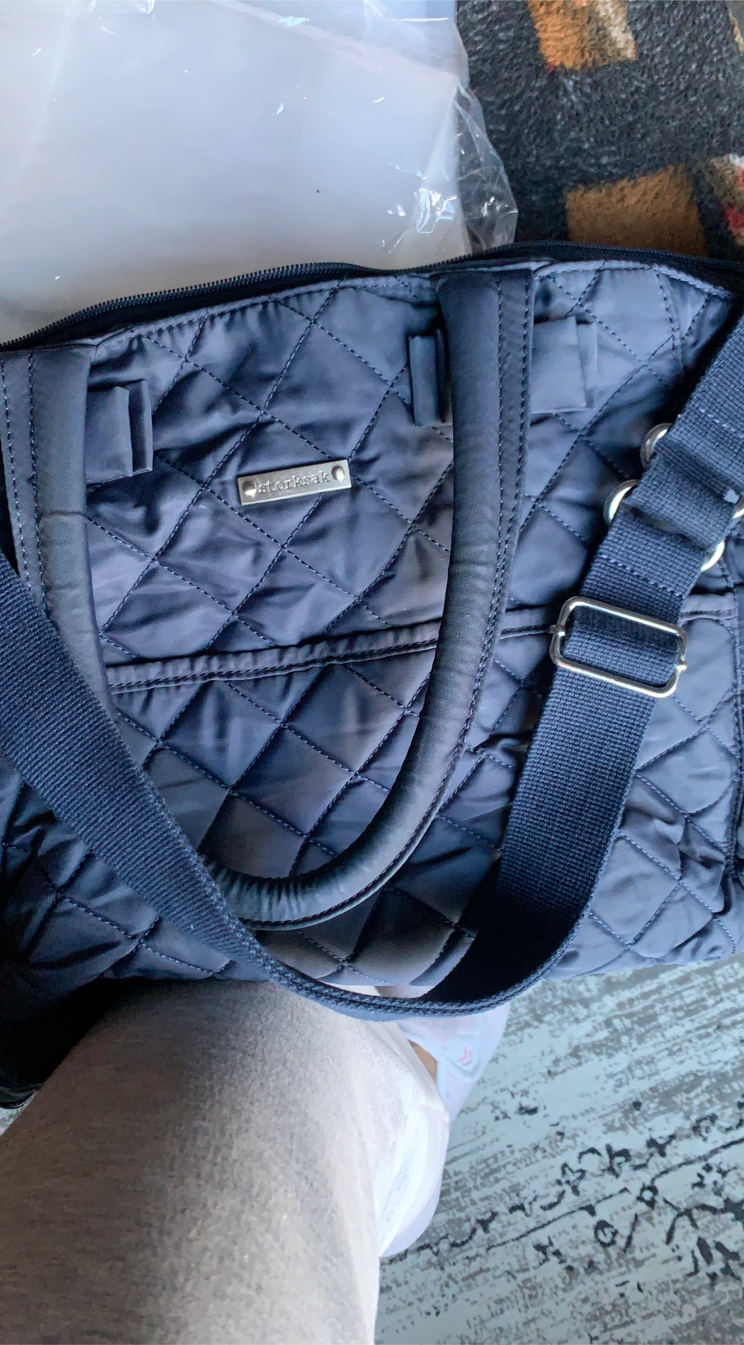 Storksak Navy Quilted Diaper Bag