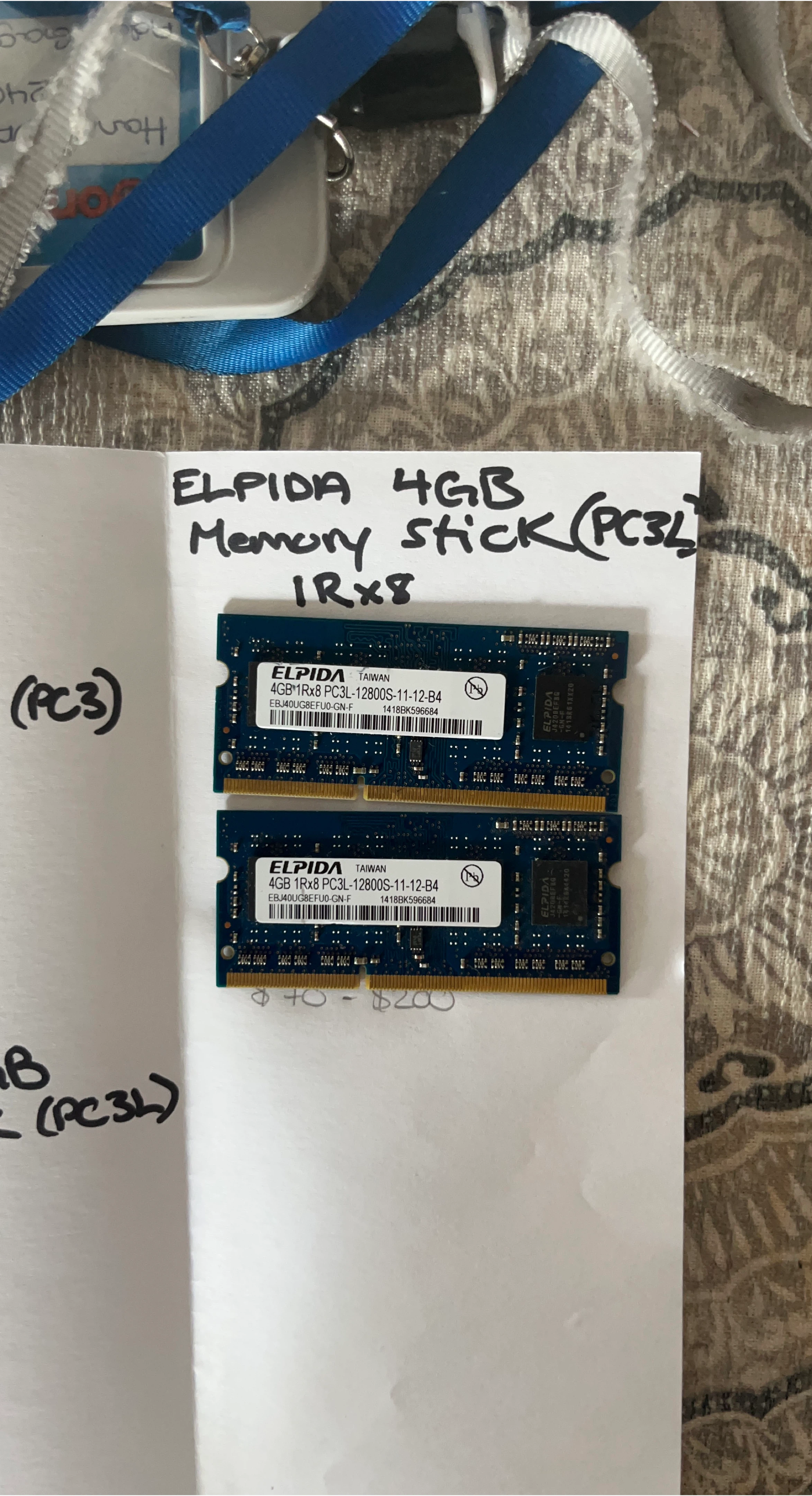 Elpida 4GB PC3L DDR3 Memory Sticks (2x4GB)