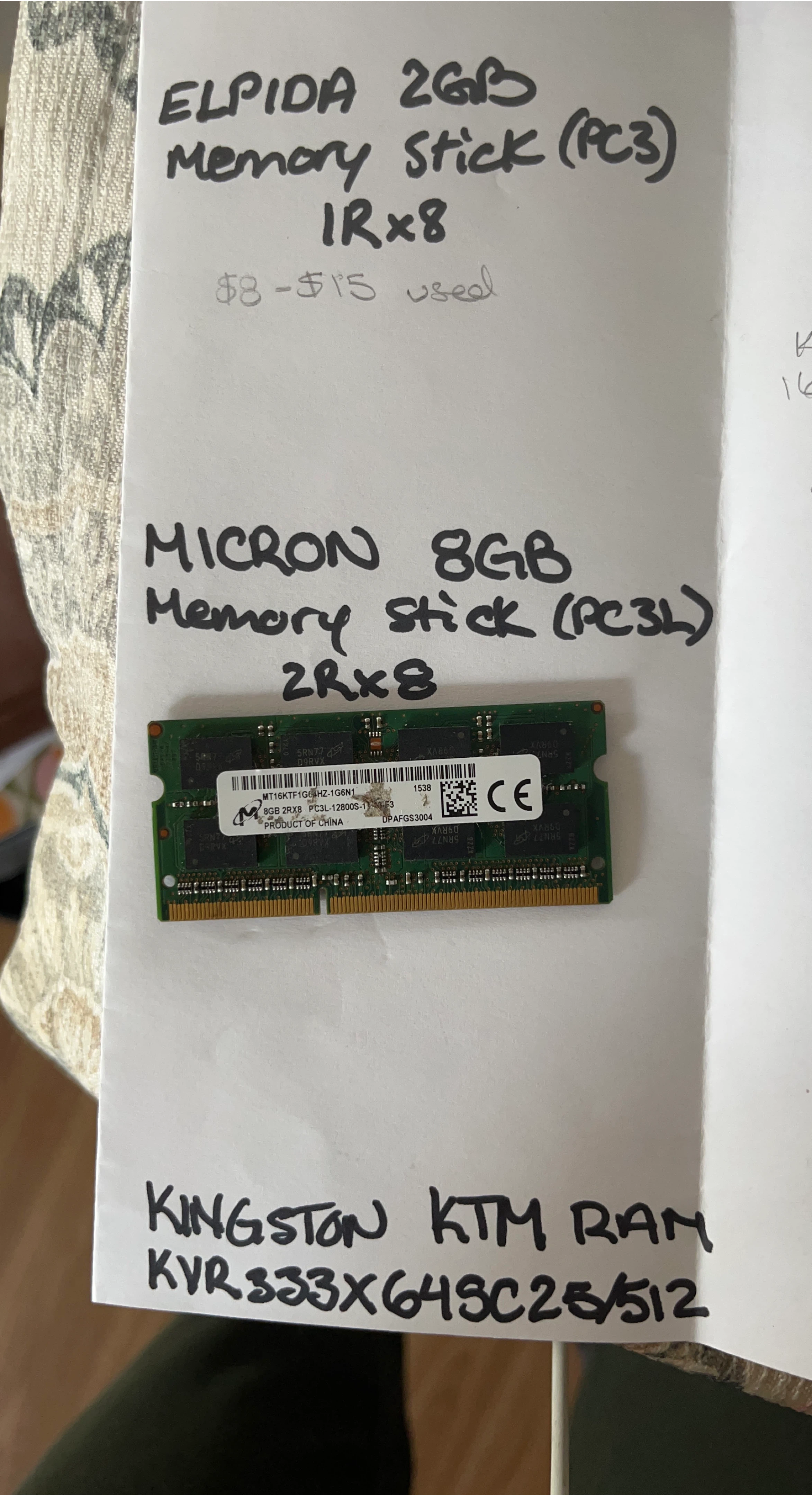 Micron 8GB PC3L 2Rx8 Memory Stick