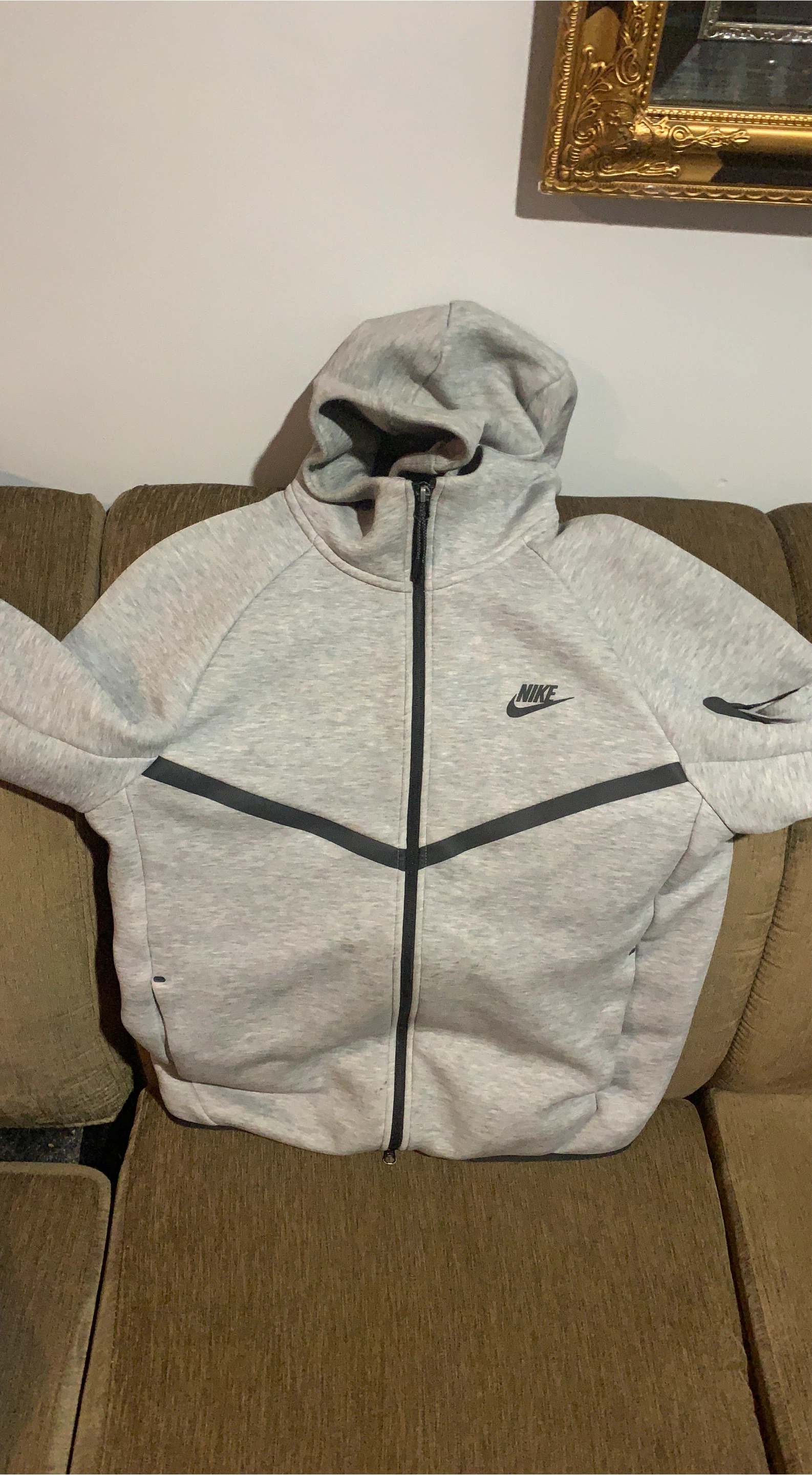 Nike Tech Fleece Full-Zip Hoodie - Grey - Size S