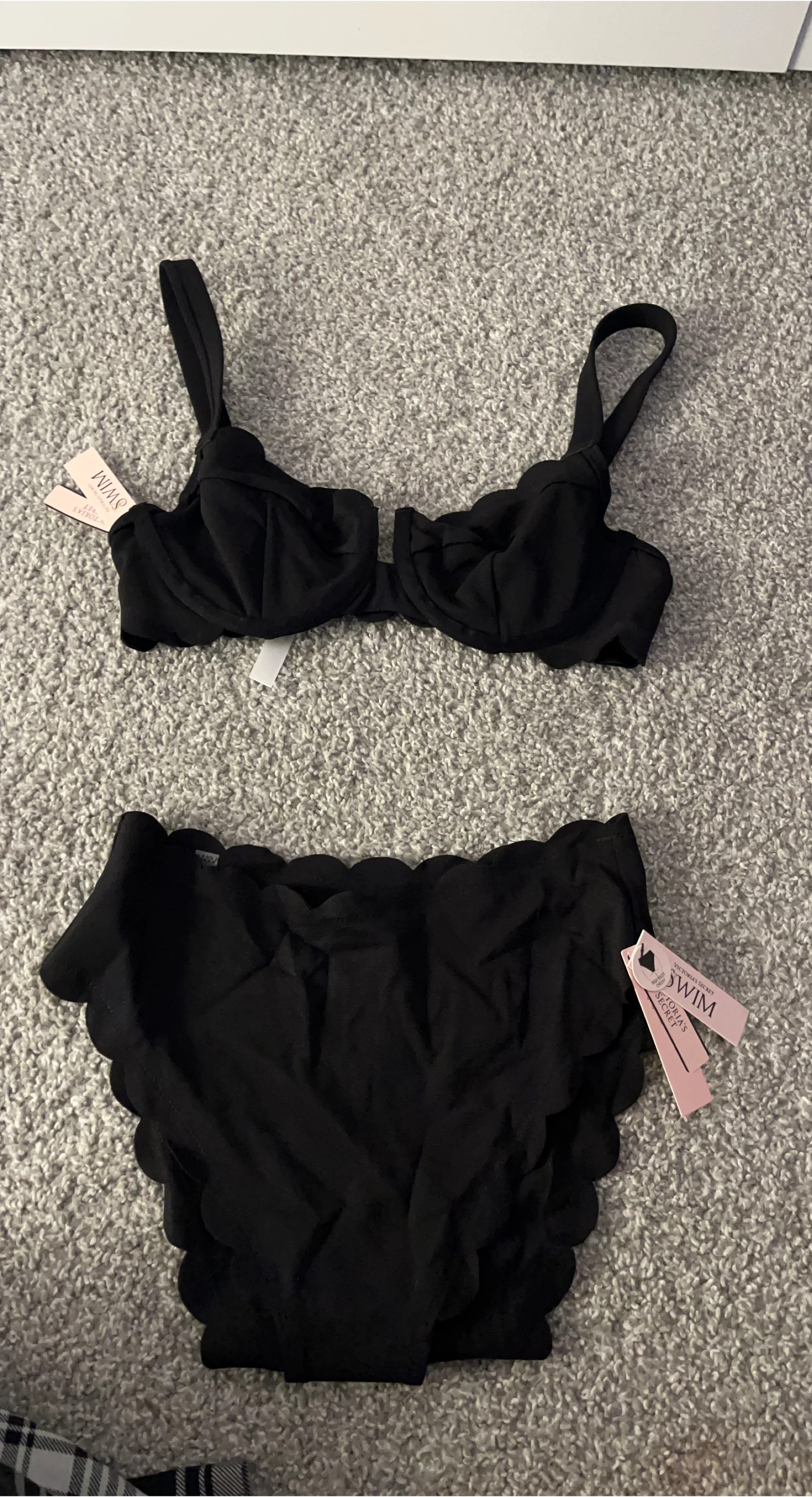 Victoria's Secret Swim Black Scalloped Bikini set