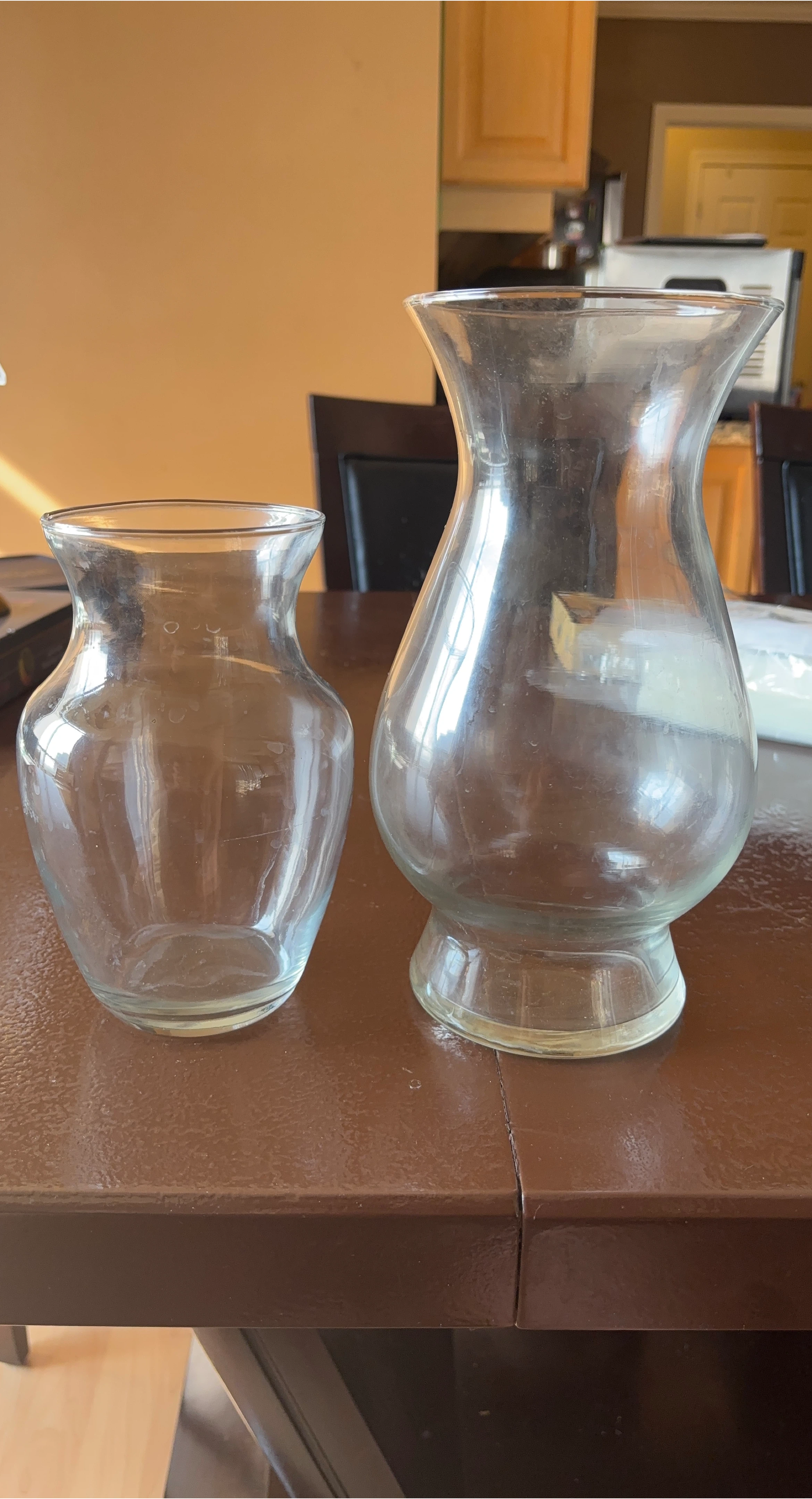 Set of 2 Clear Glass Vases