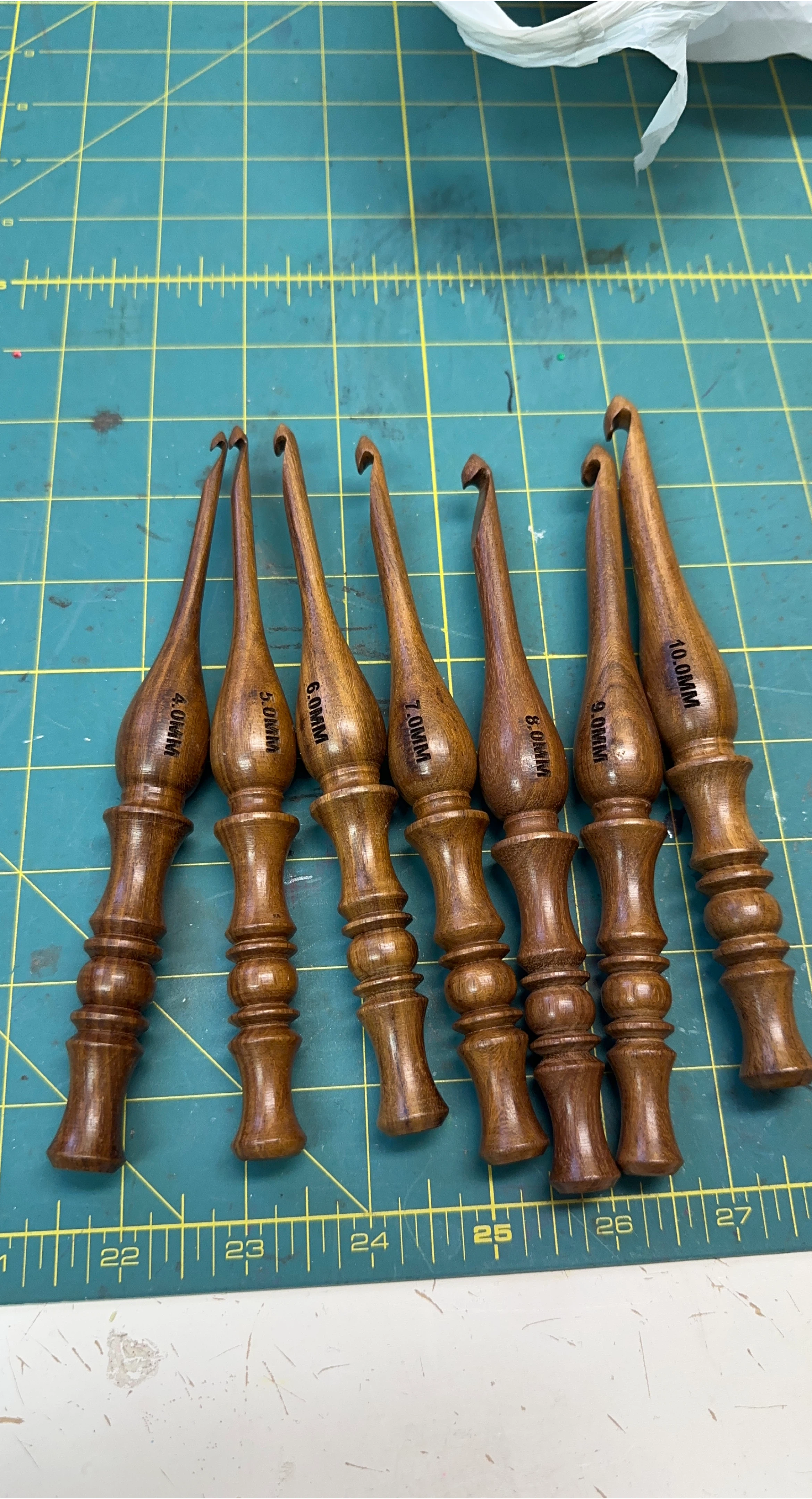 Set of 7 Wooden Crochet Hooks