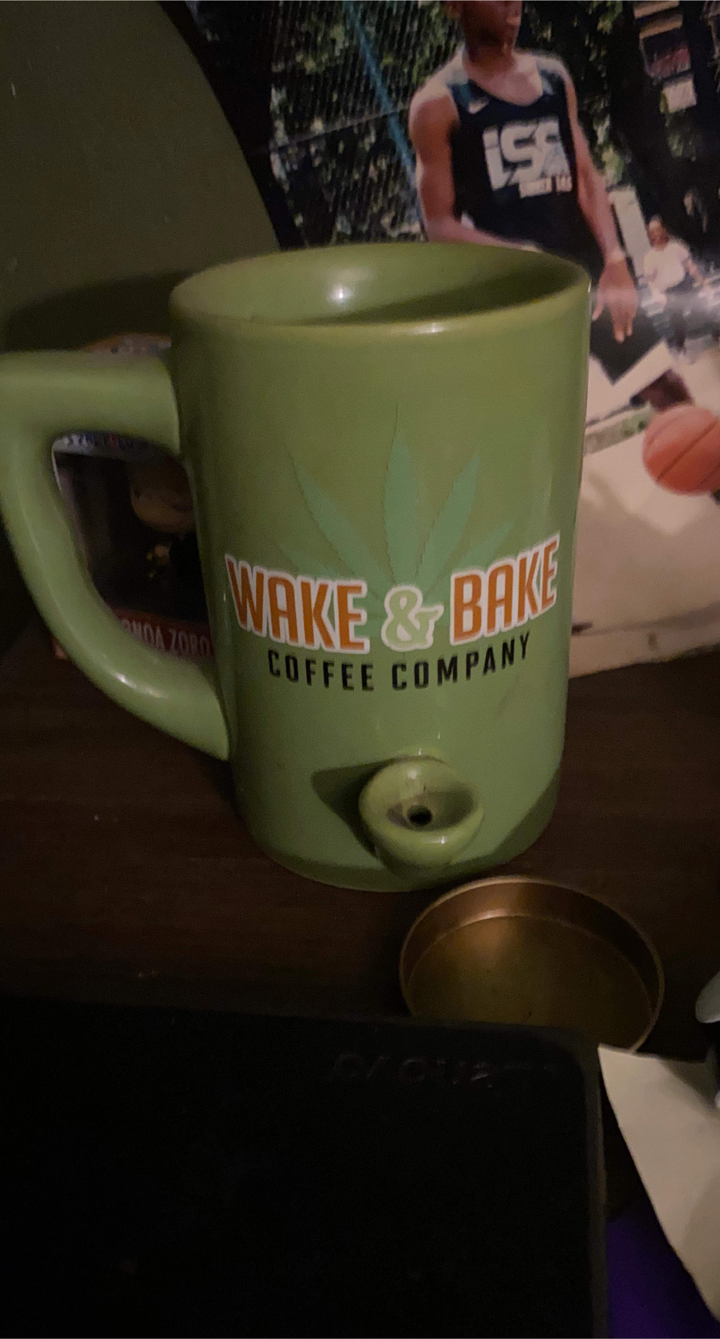 Wake & Bake Coffee Company Green Mug with Pipe