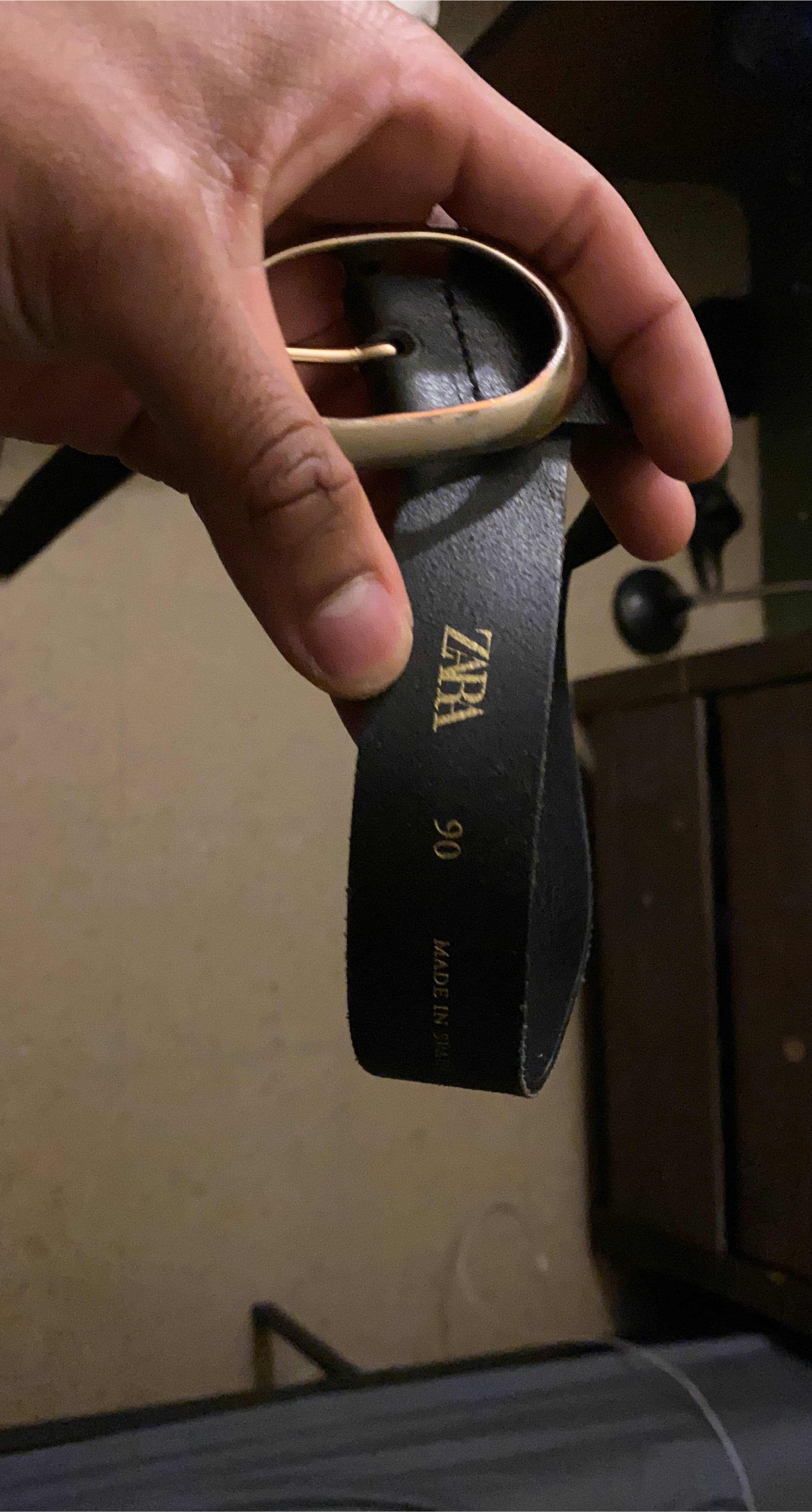 Zara Black Leather Belt - Size 90