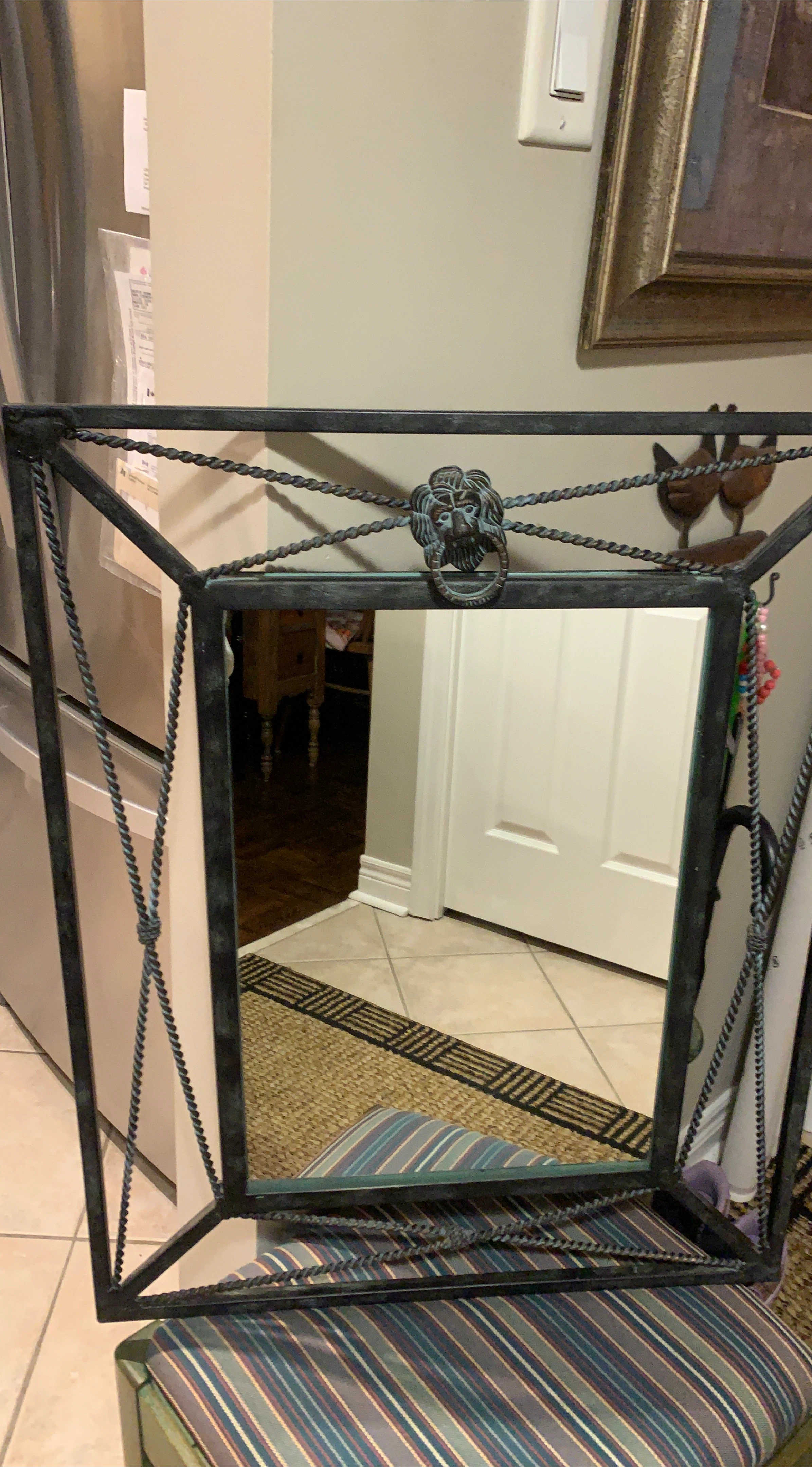 Decorative Wall Mirror with Lion Head Knocker