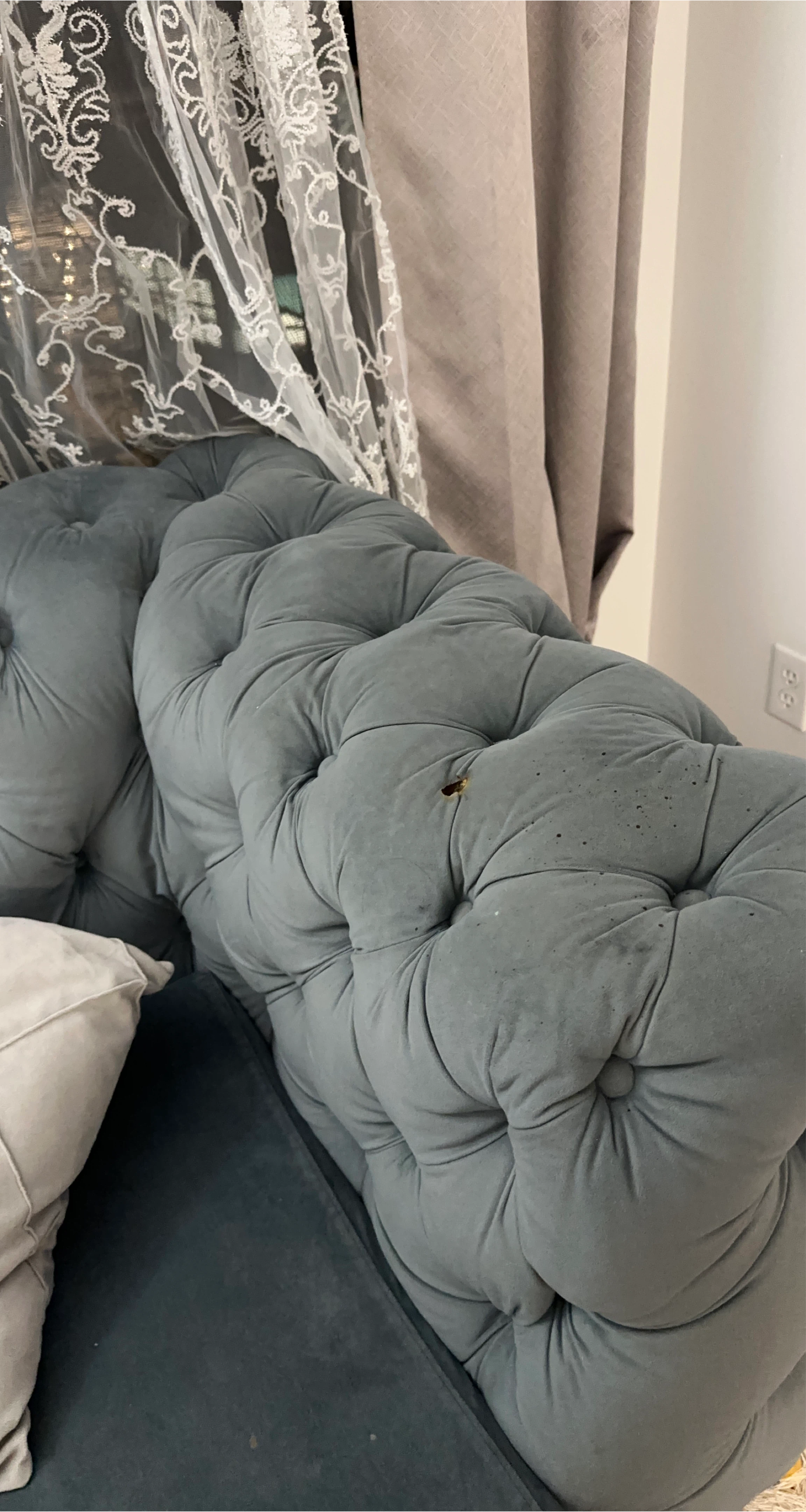 Tufted Grey Sofa Section