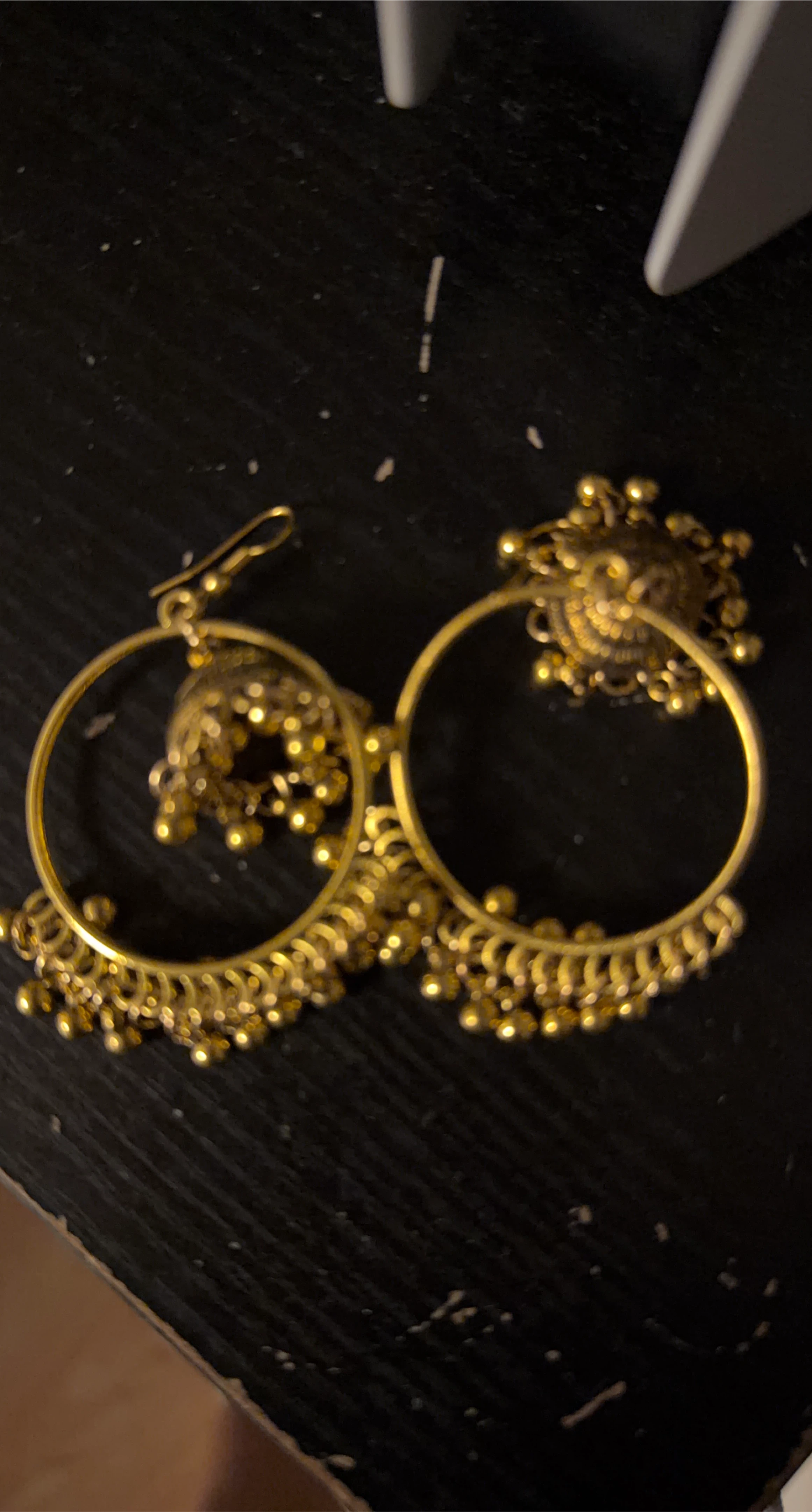 Gold Tone Jhumka Hoop Earrings