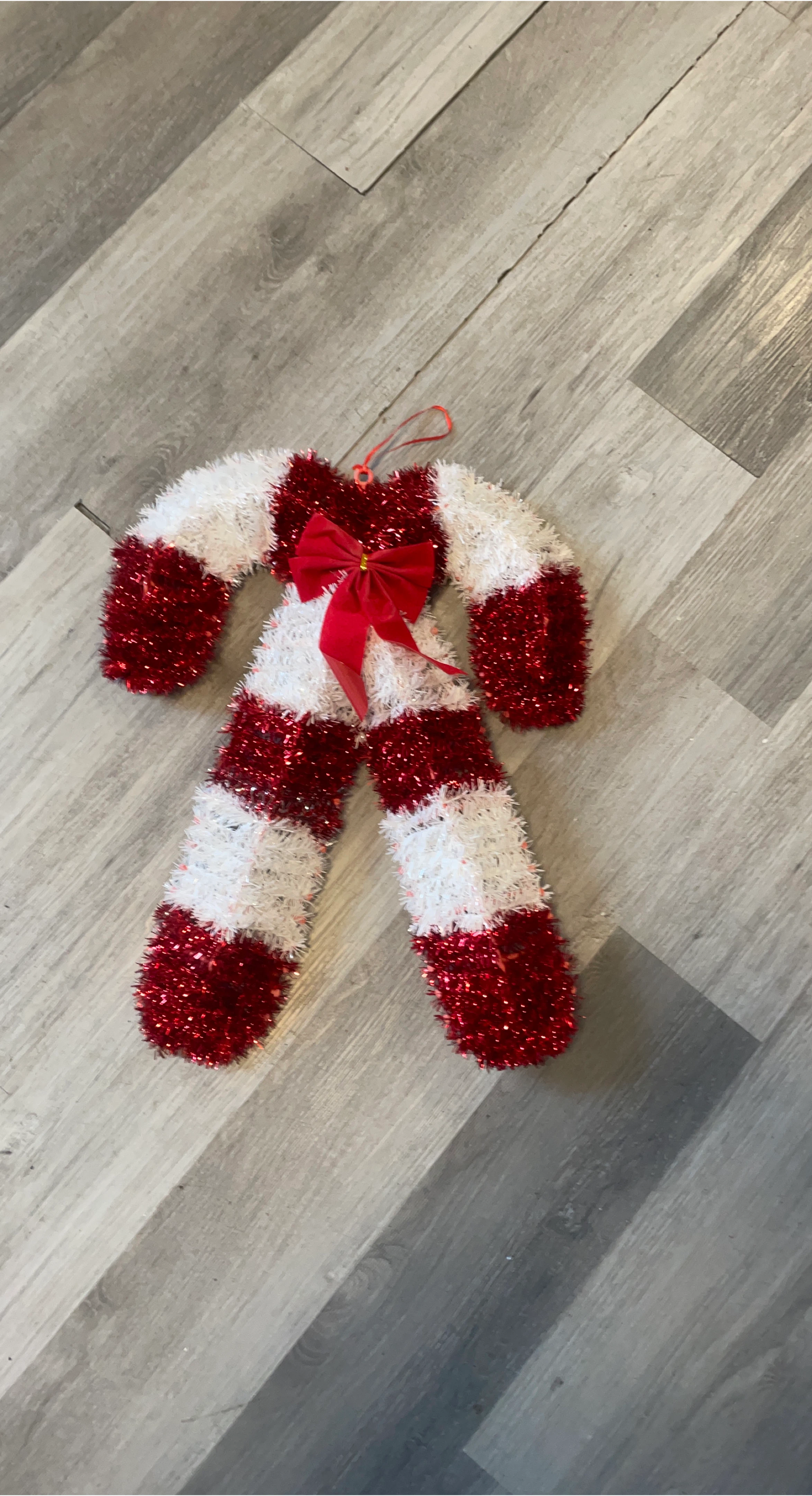 Candy Cane Tinsel Christmas Decoration