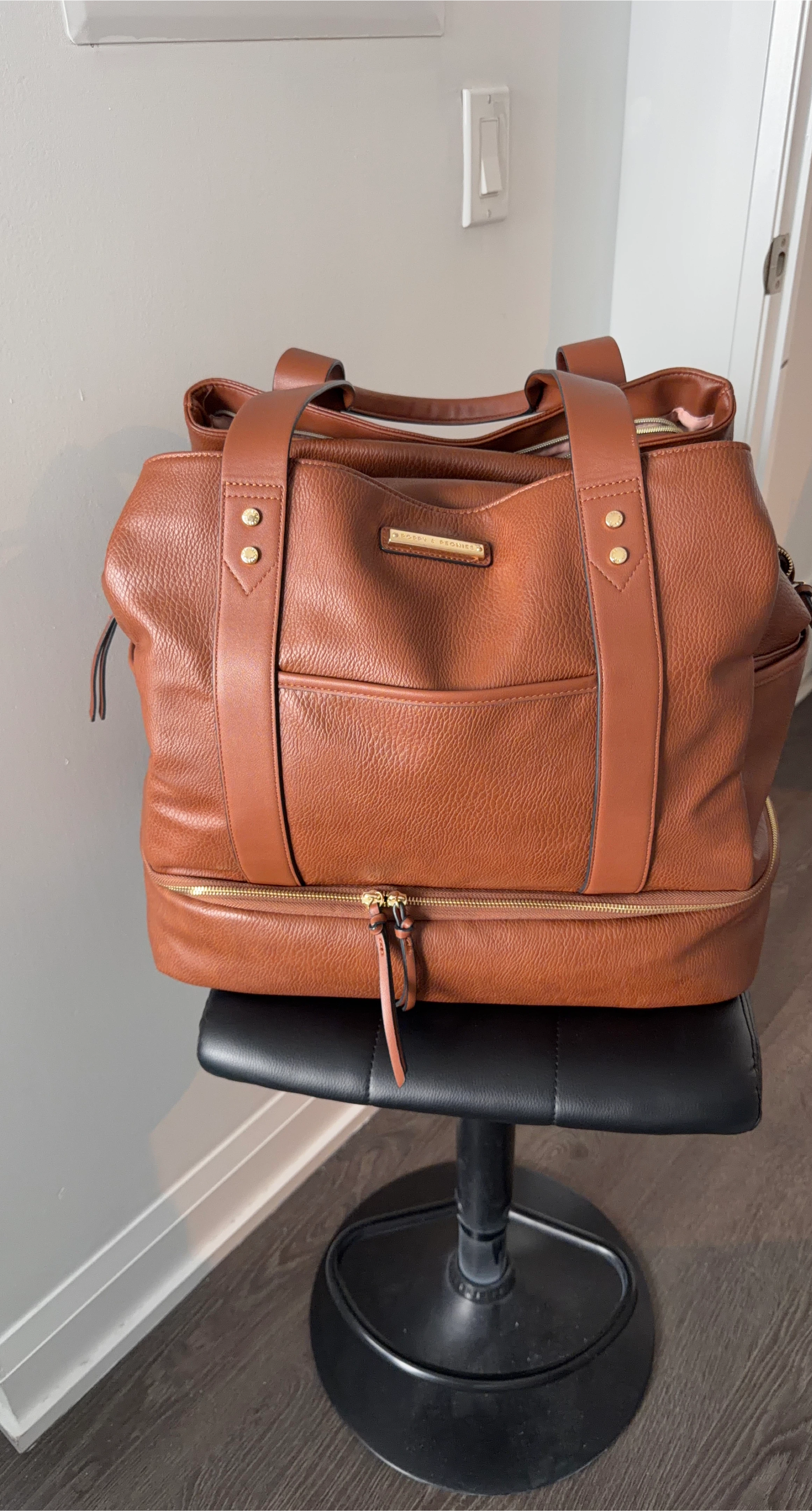 Poppy & Peonies Brown Vegan Leather Weekender Bag