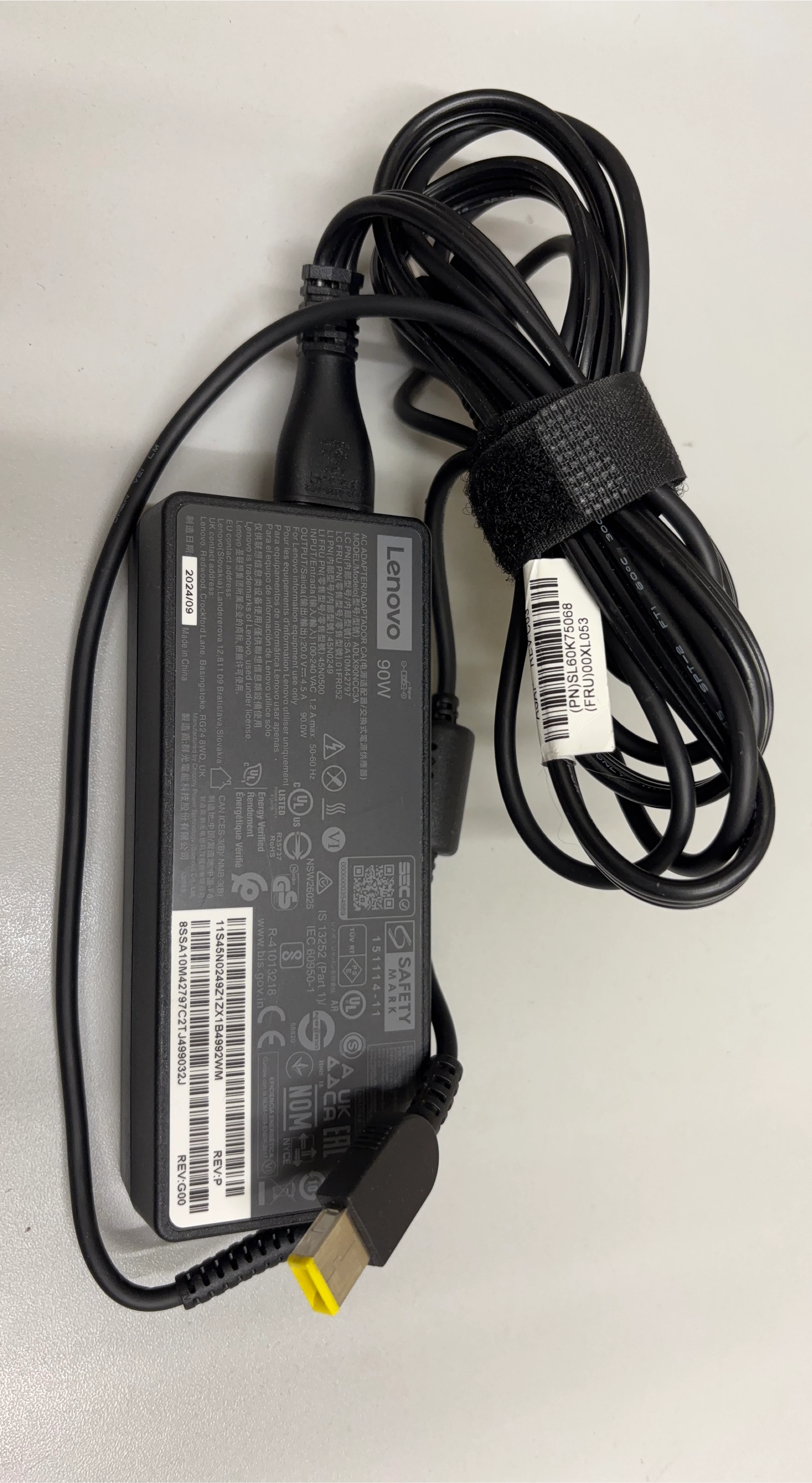Lenovo 90W AC Adapter Charger with Slim Tip (Yellow Square Tip)