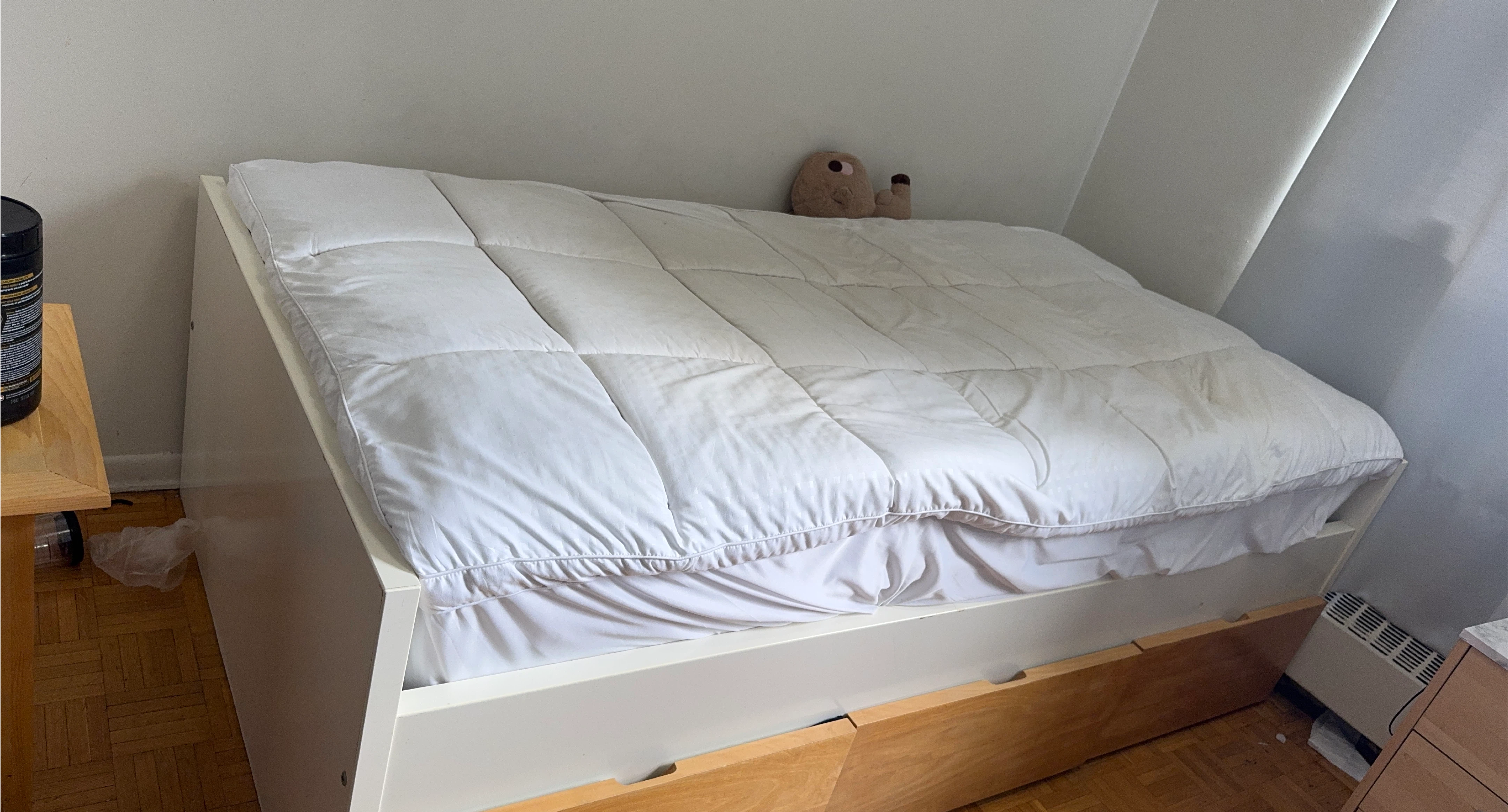 White Bed Frame with Storage Drawers