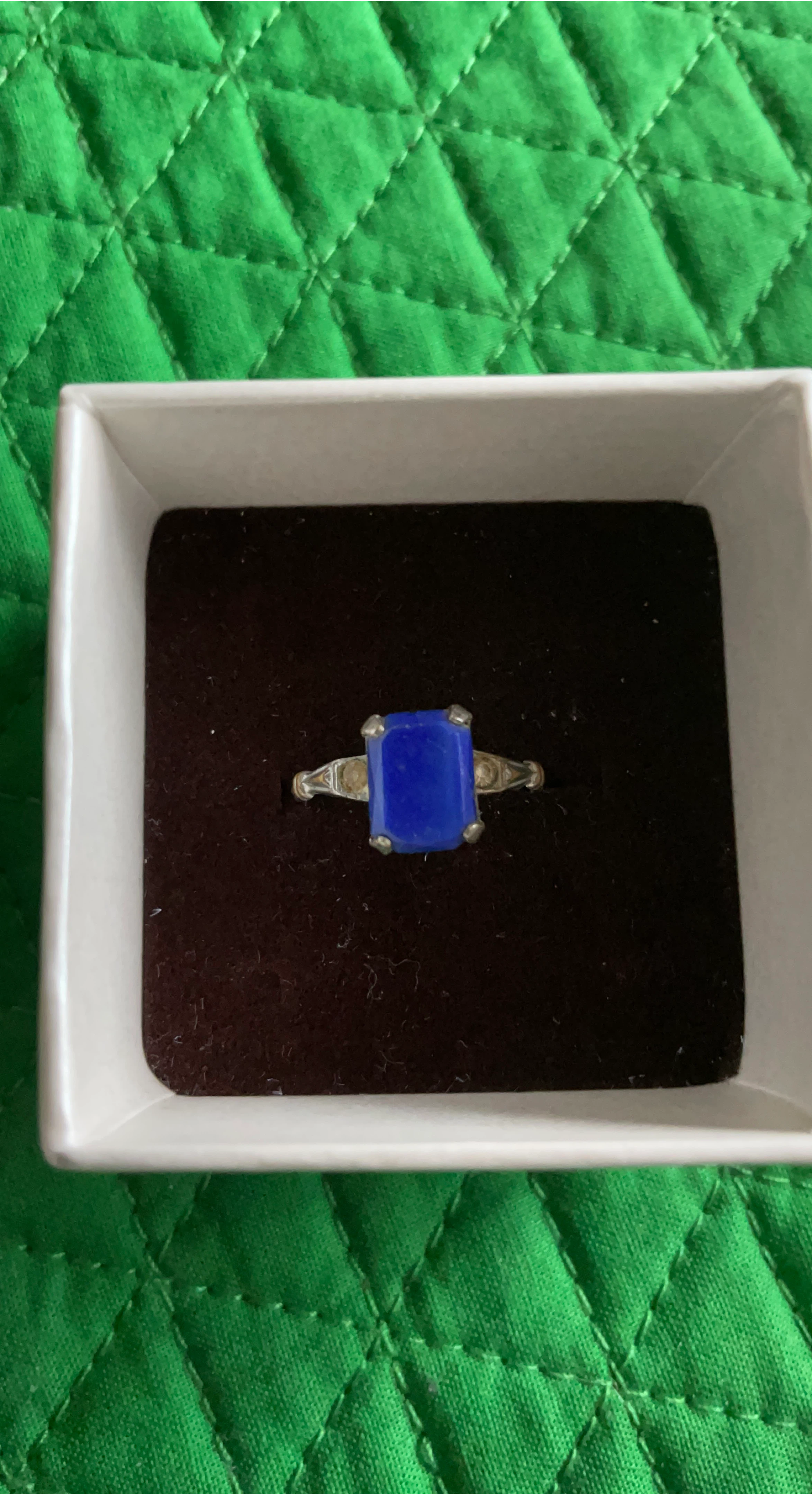 Blue Gemstone Ring with Silver Setting