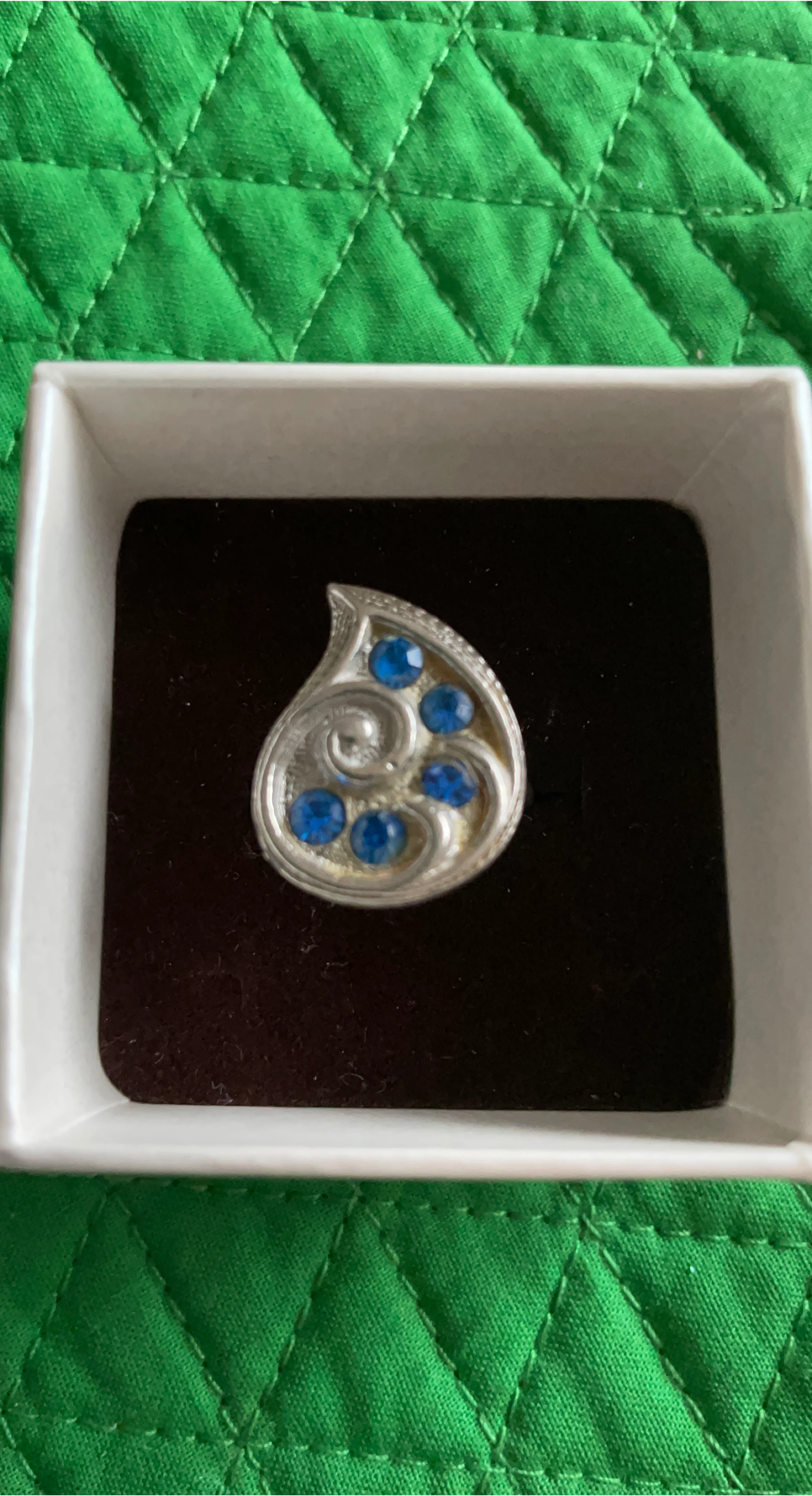 Teardrop Charm with Blue Stones