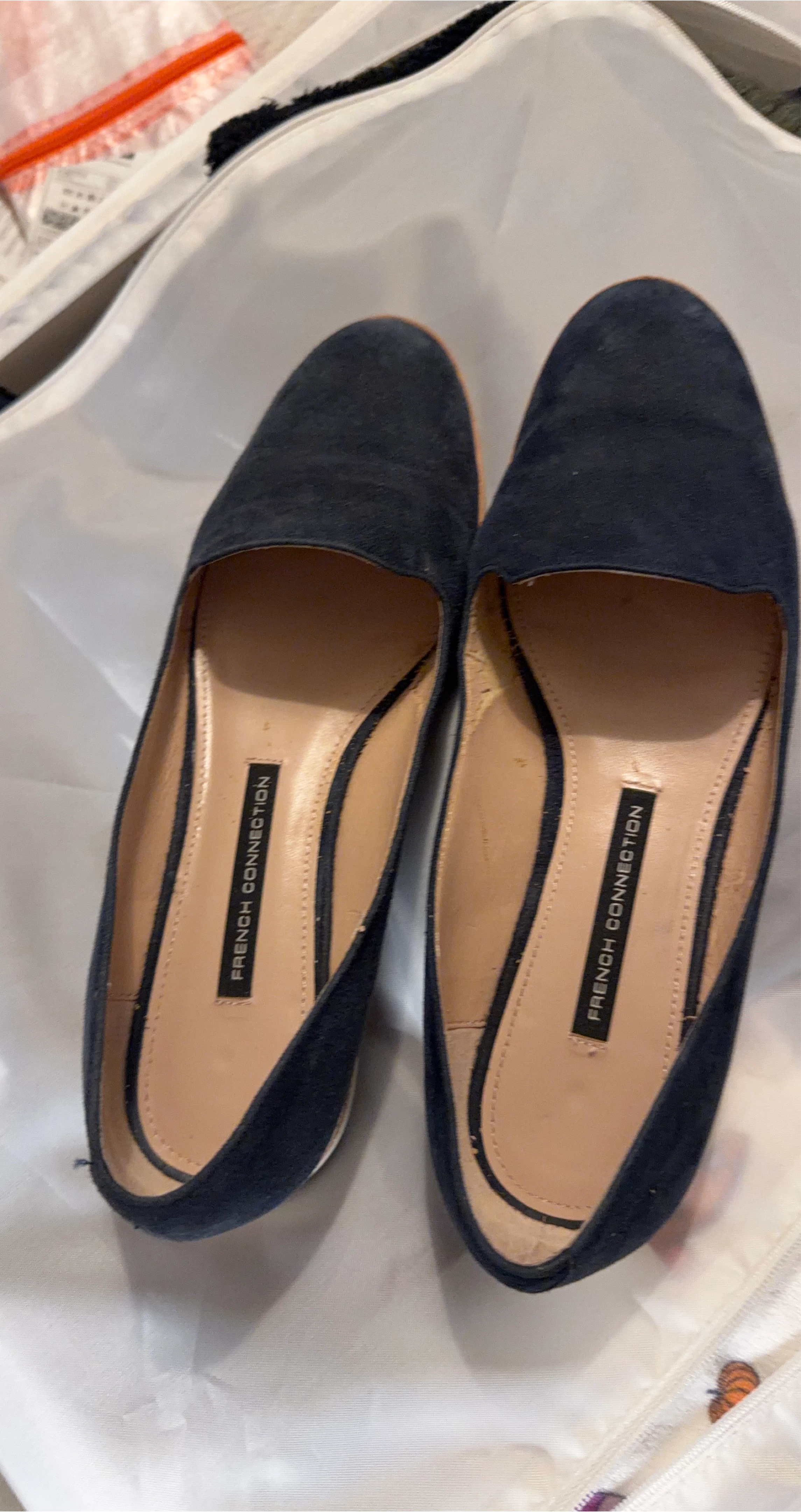 French Connection Navy Suede Loafers