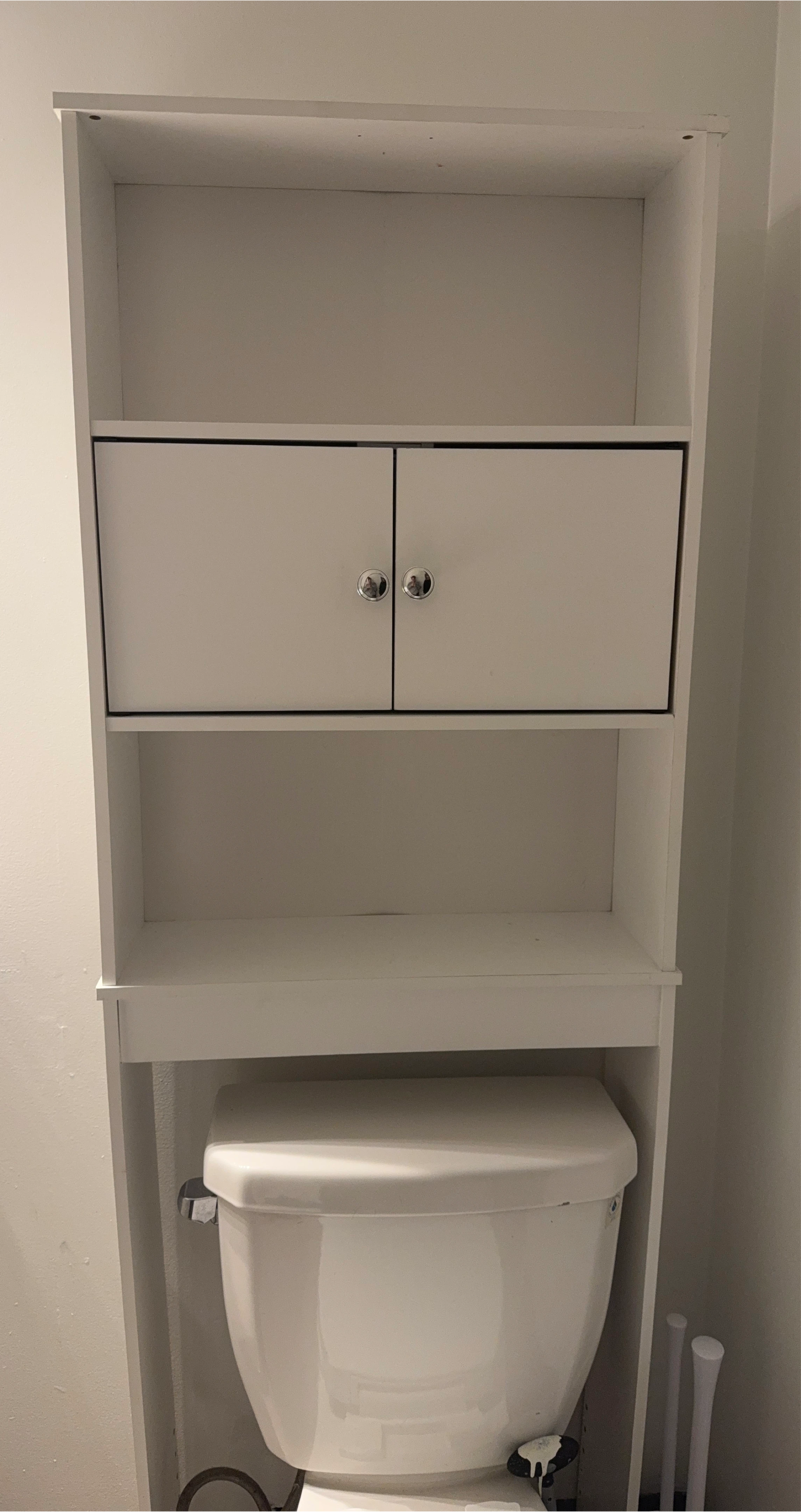 White Over-the-Toilet Storage Shelf with Cabinet
