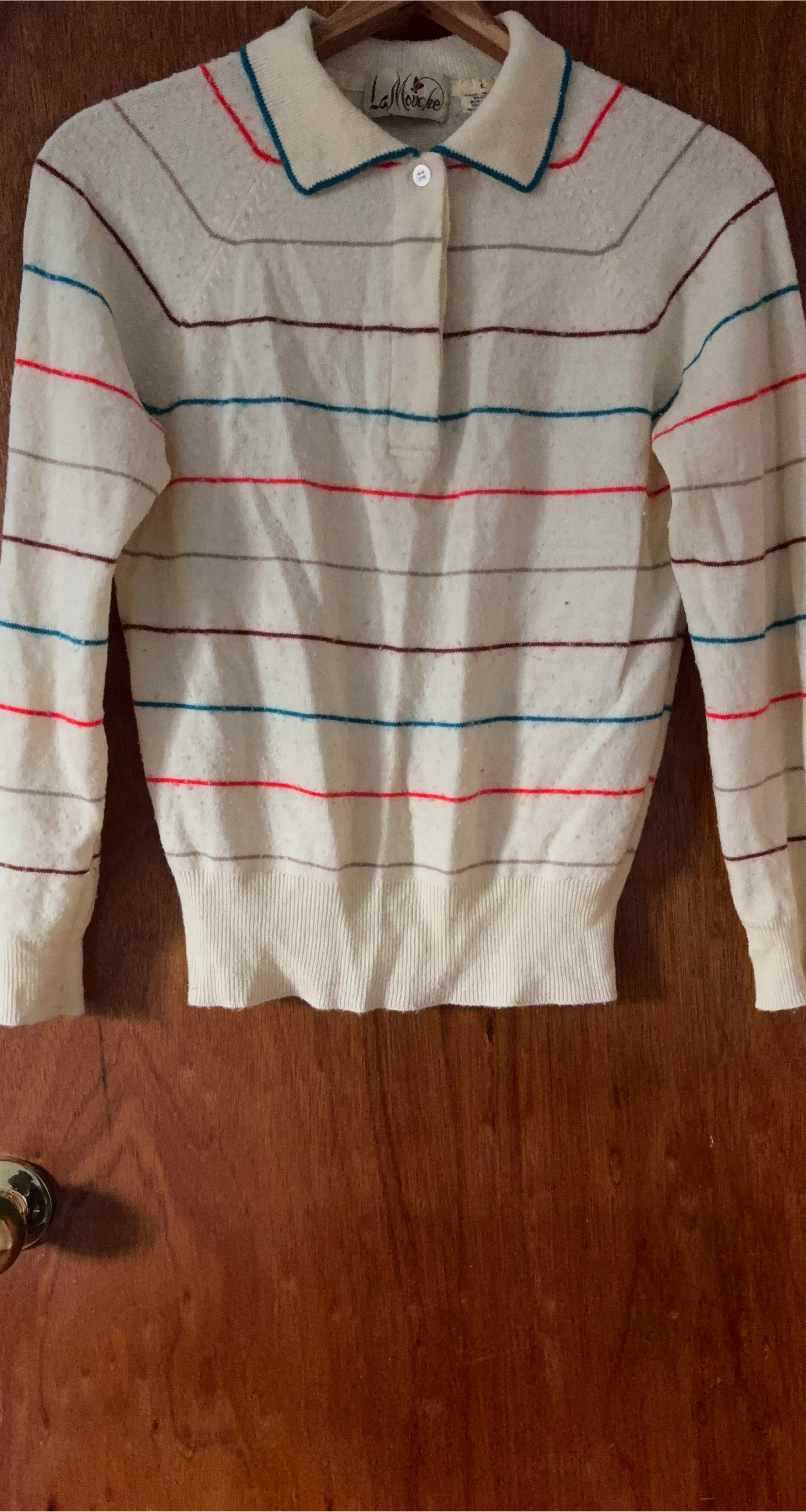 🆓 La Mouche Striped Collared Sweater