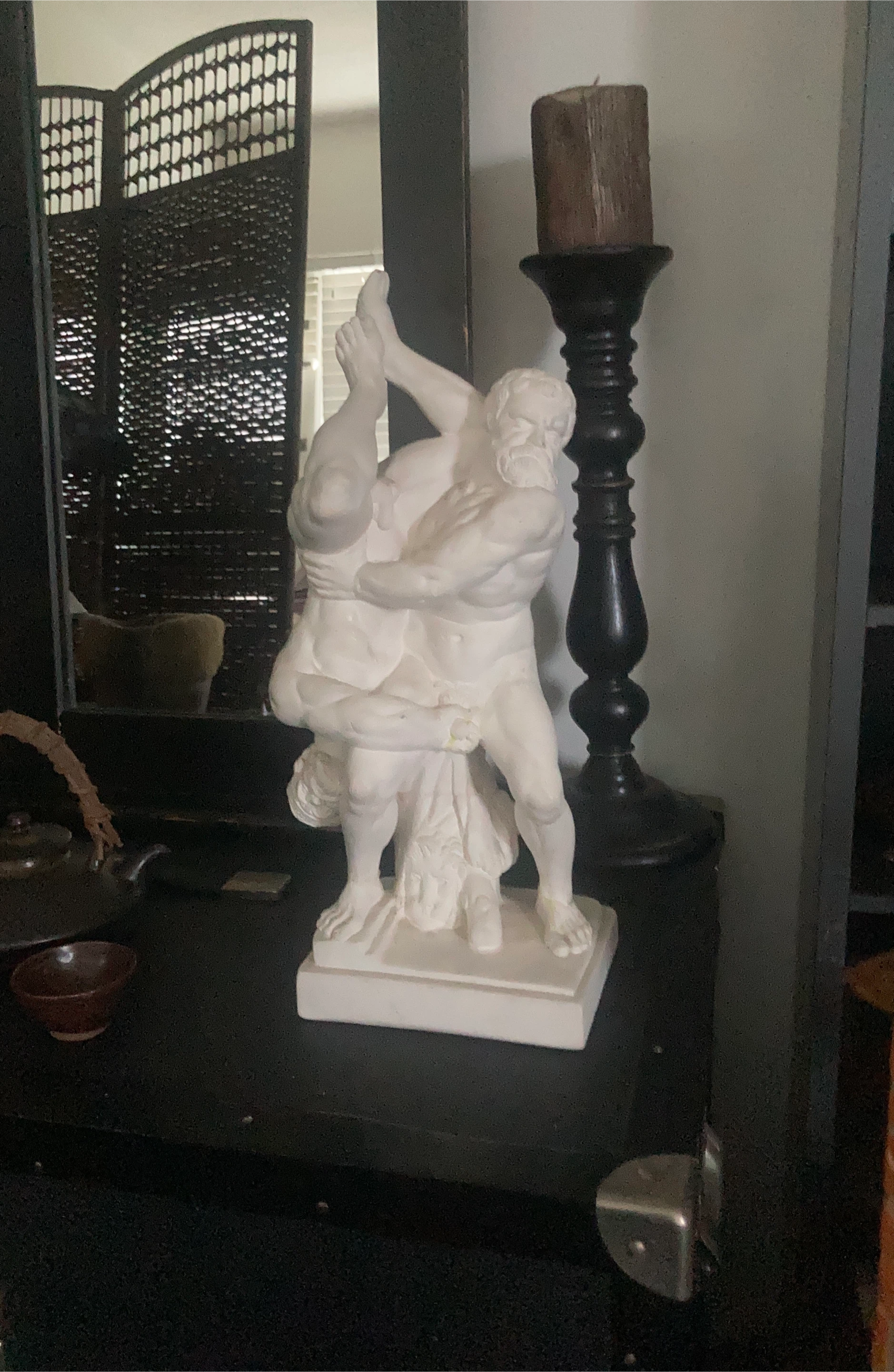 White Ceramic Figurine of Wrestlers