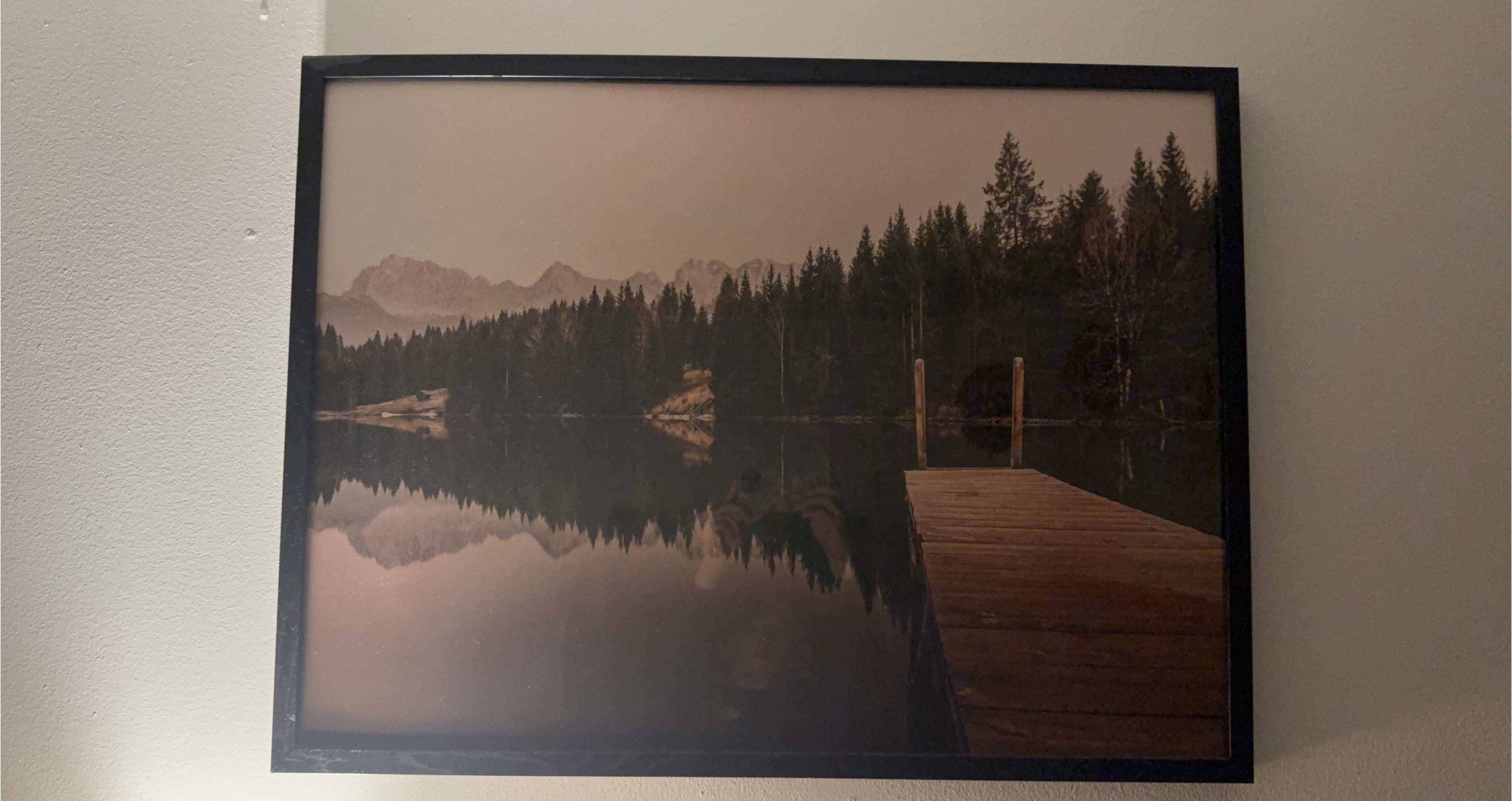 Framed Landscape Wall Art - Lake and Dock