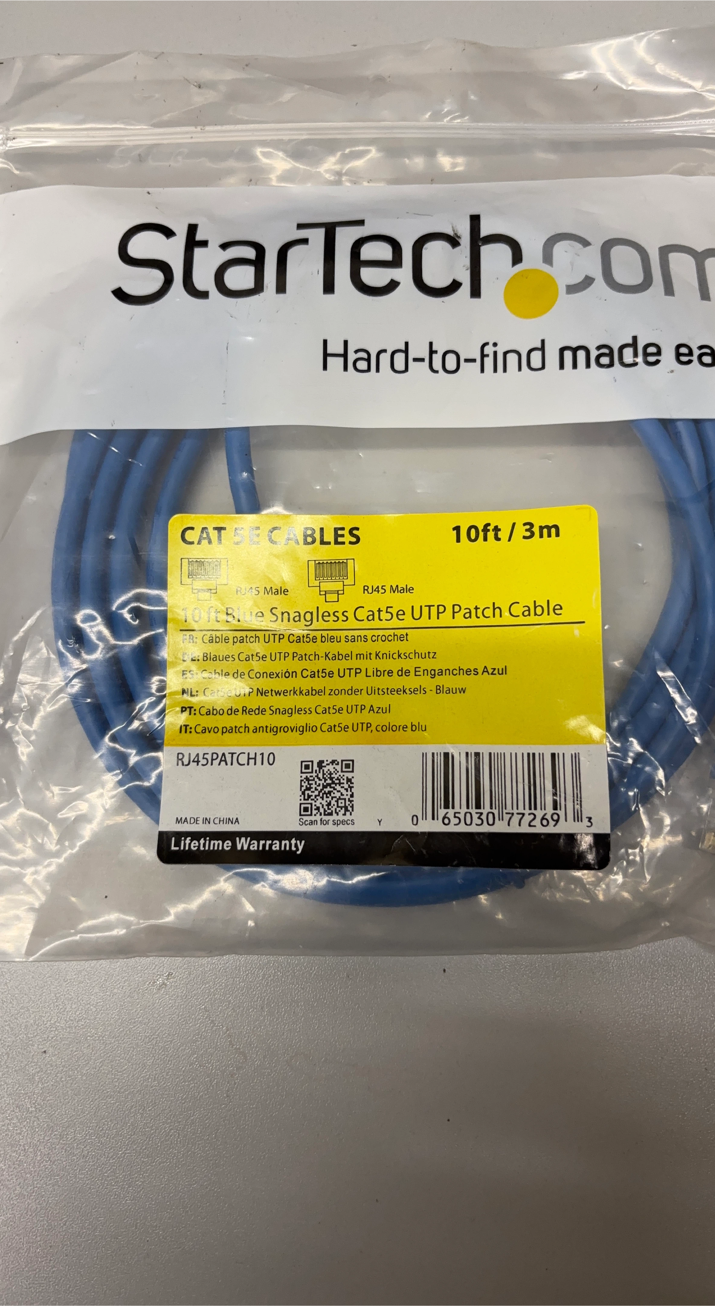 StarTech.com 10ft Blue Snagless Cat5e UTP Patch Cable