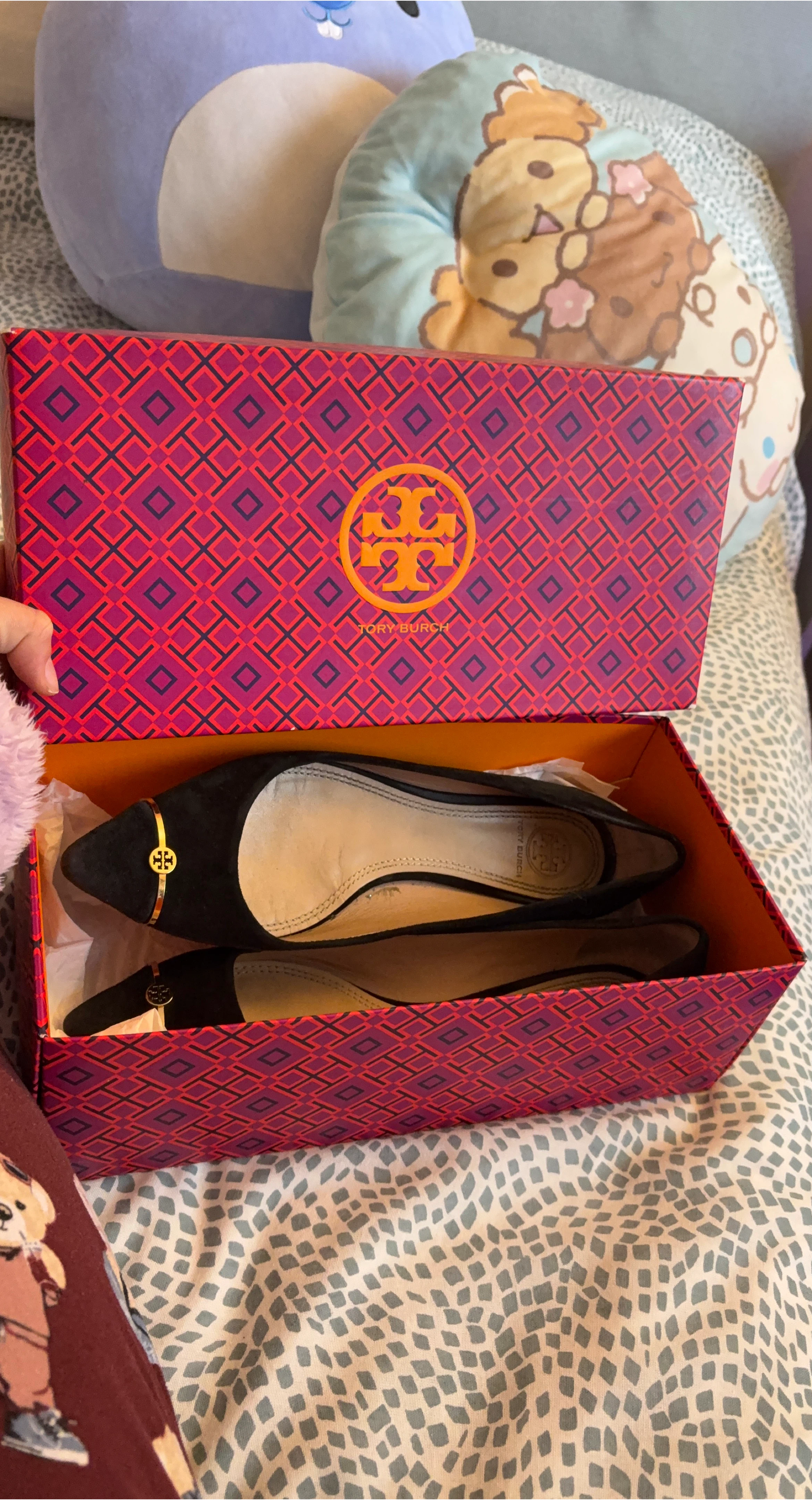 Tory Burch Black Suede Ballet Flats
