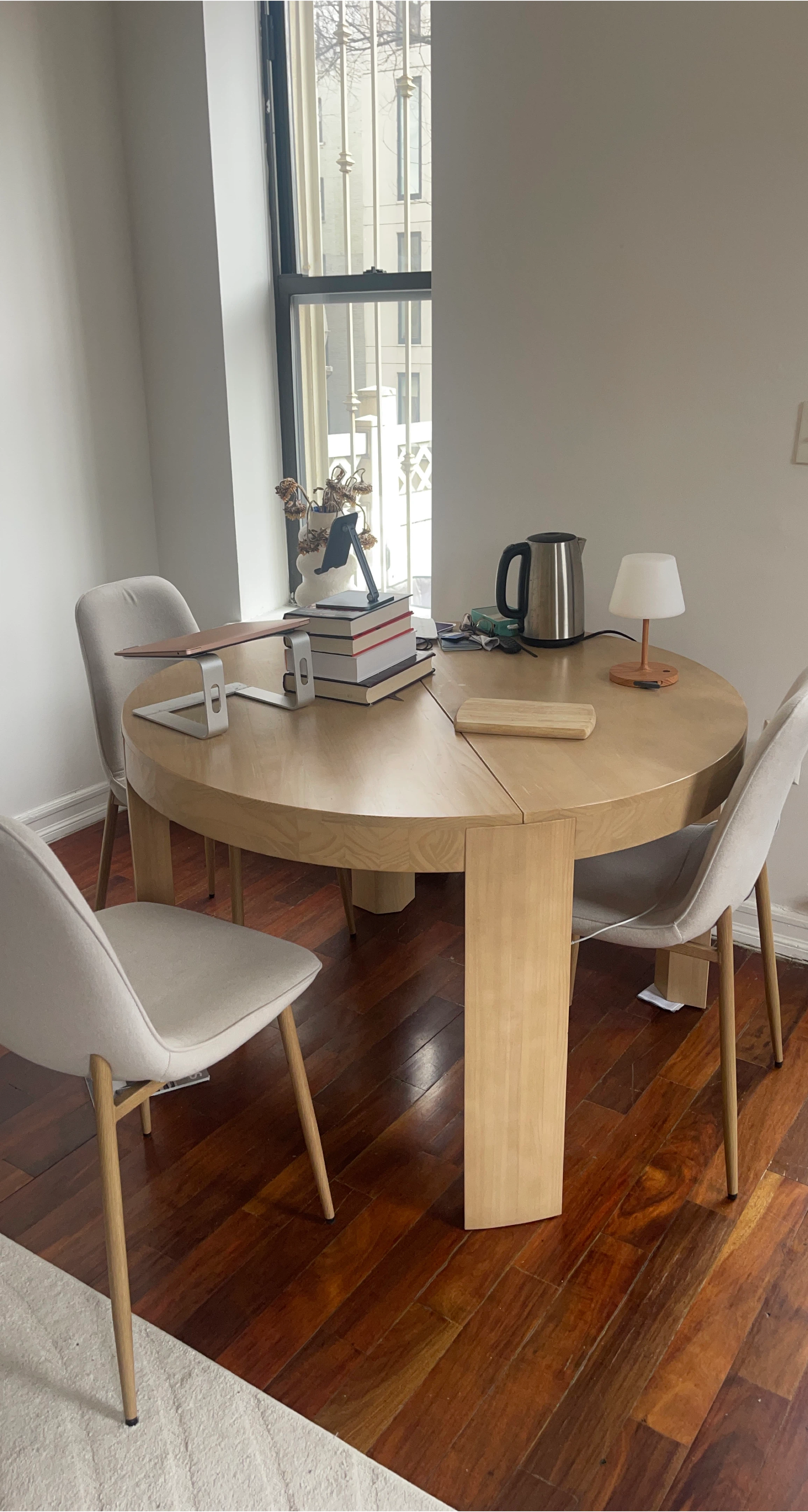 Round Wooden Dining Table with 4 Chairs
