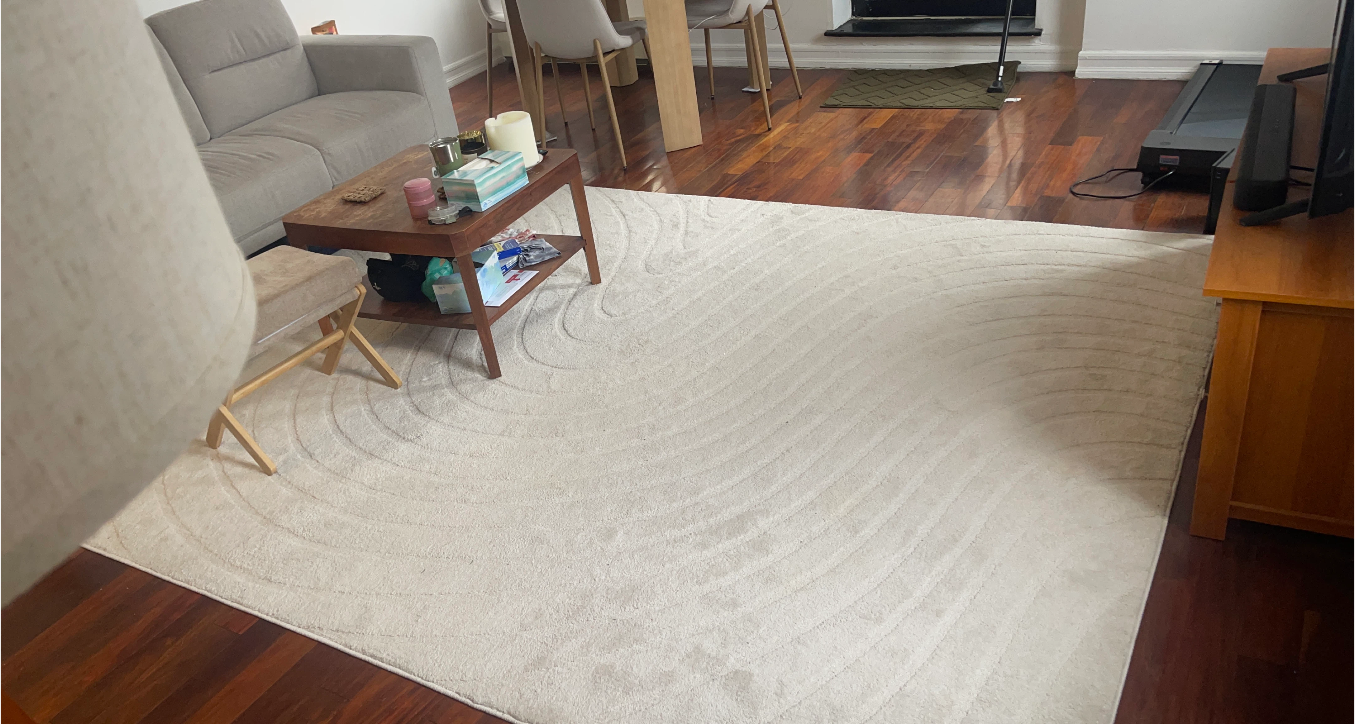 Cream Area Rug with Swirl Pattern