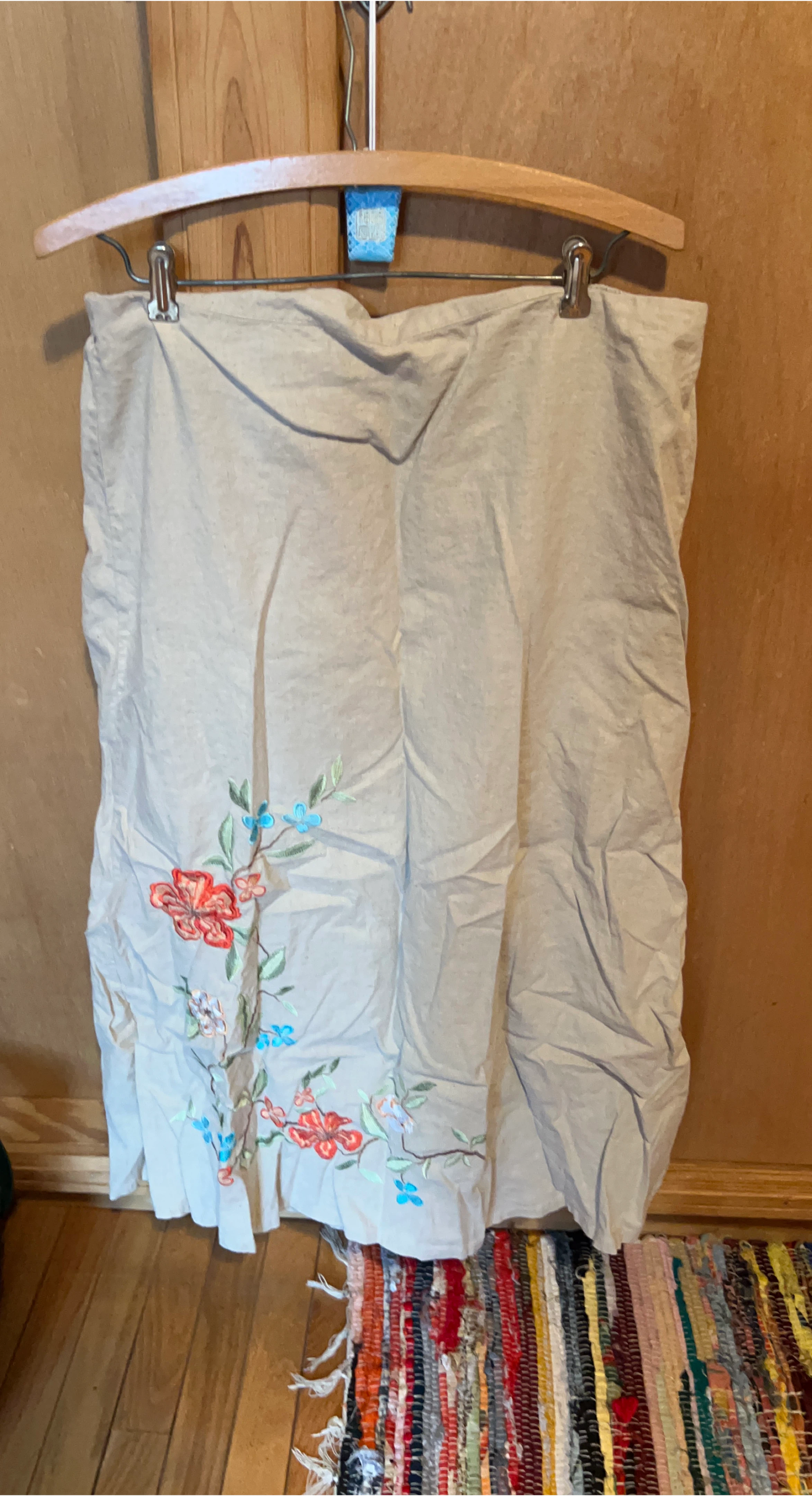 Classic Elements Linen Blend Skirt Floral Print Size L/G (14-16)