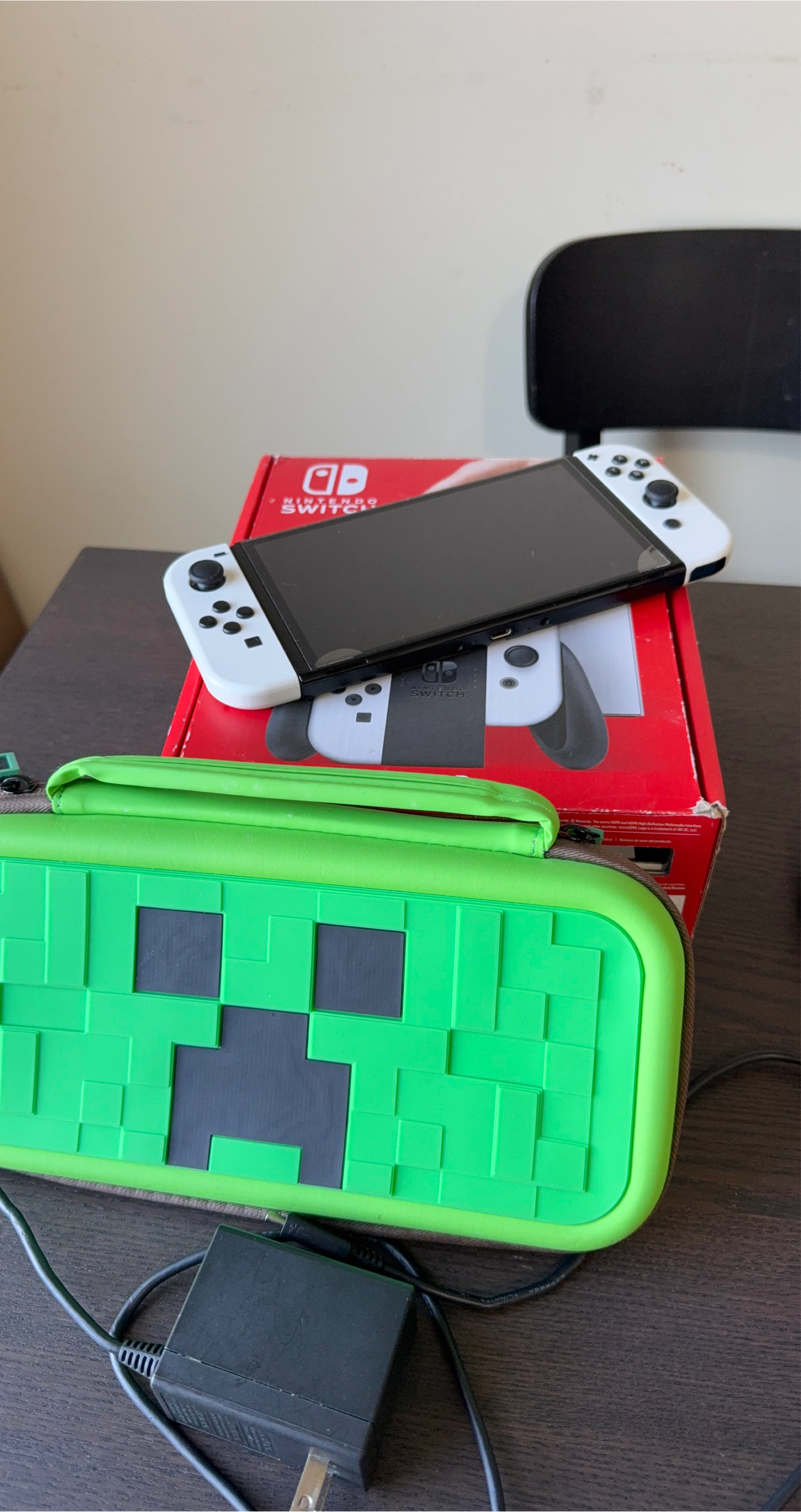 Nintendo Switch OLED Model w/ Minecraft Creeper Case