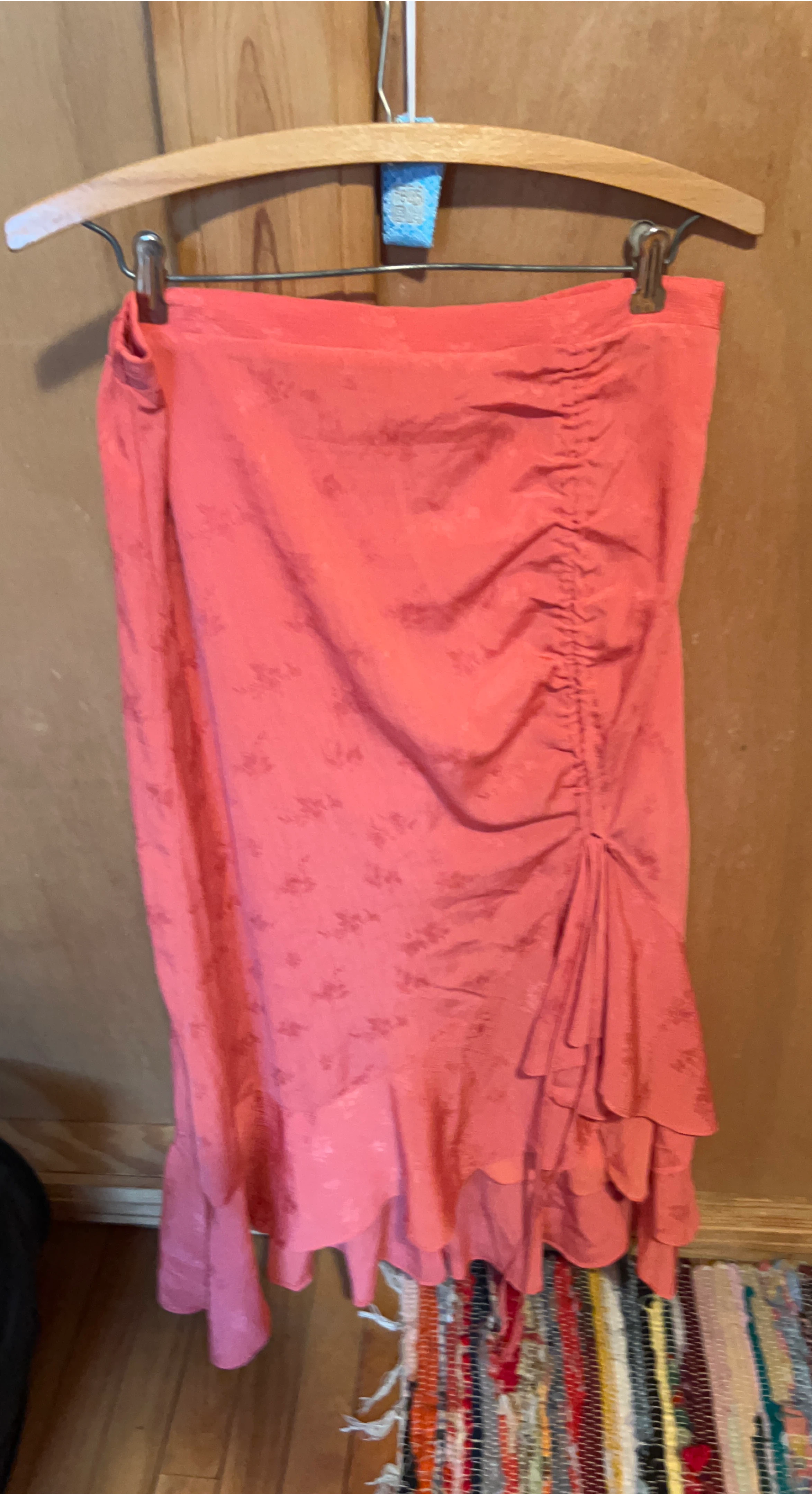 Max Studio Coral Ruched Ruffle Skirt