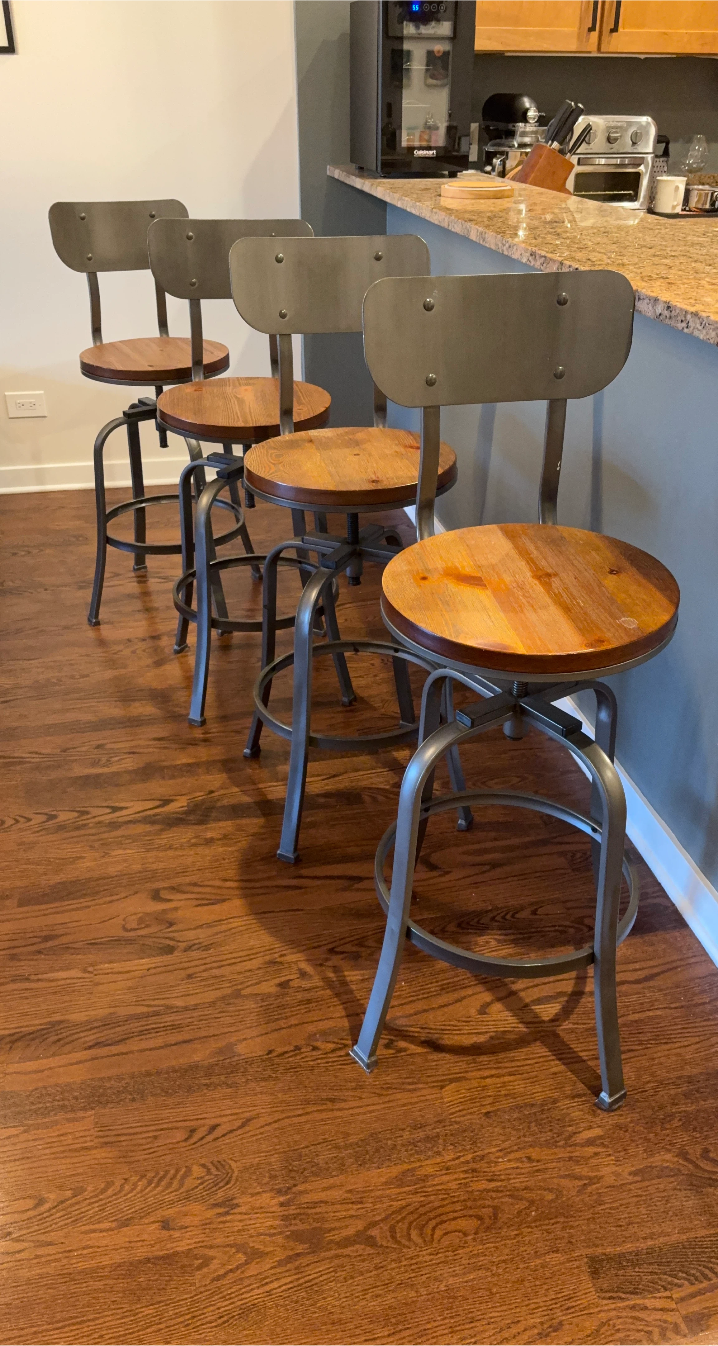 Industrial Swivel Bar Stools, Adjustable Height