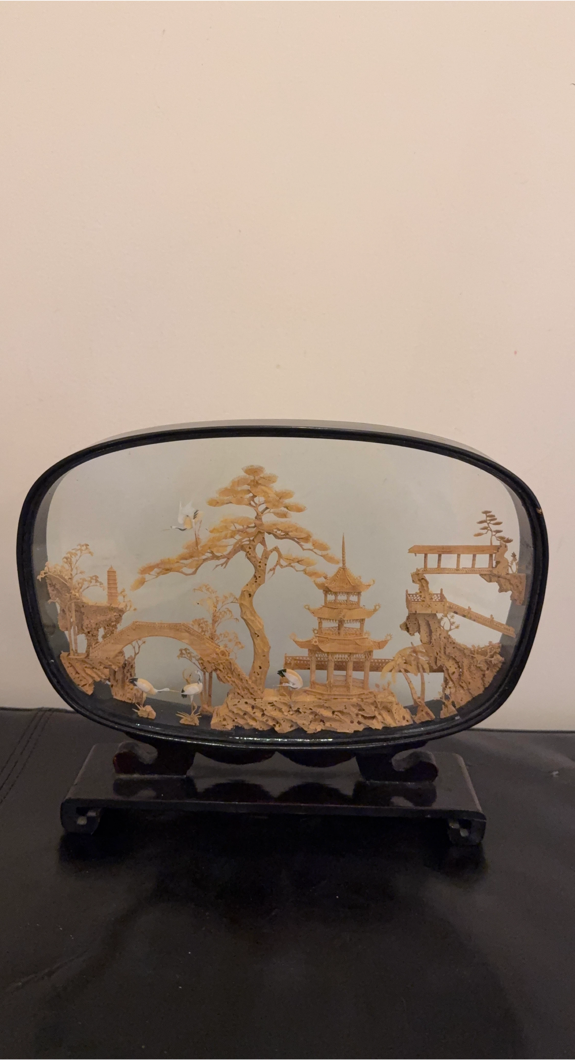 Vintage Cork Carving Diorama Double-sided